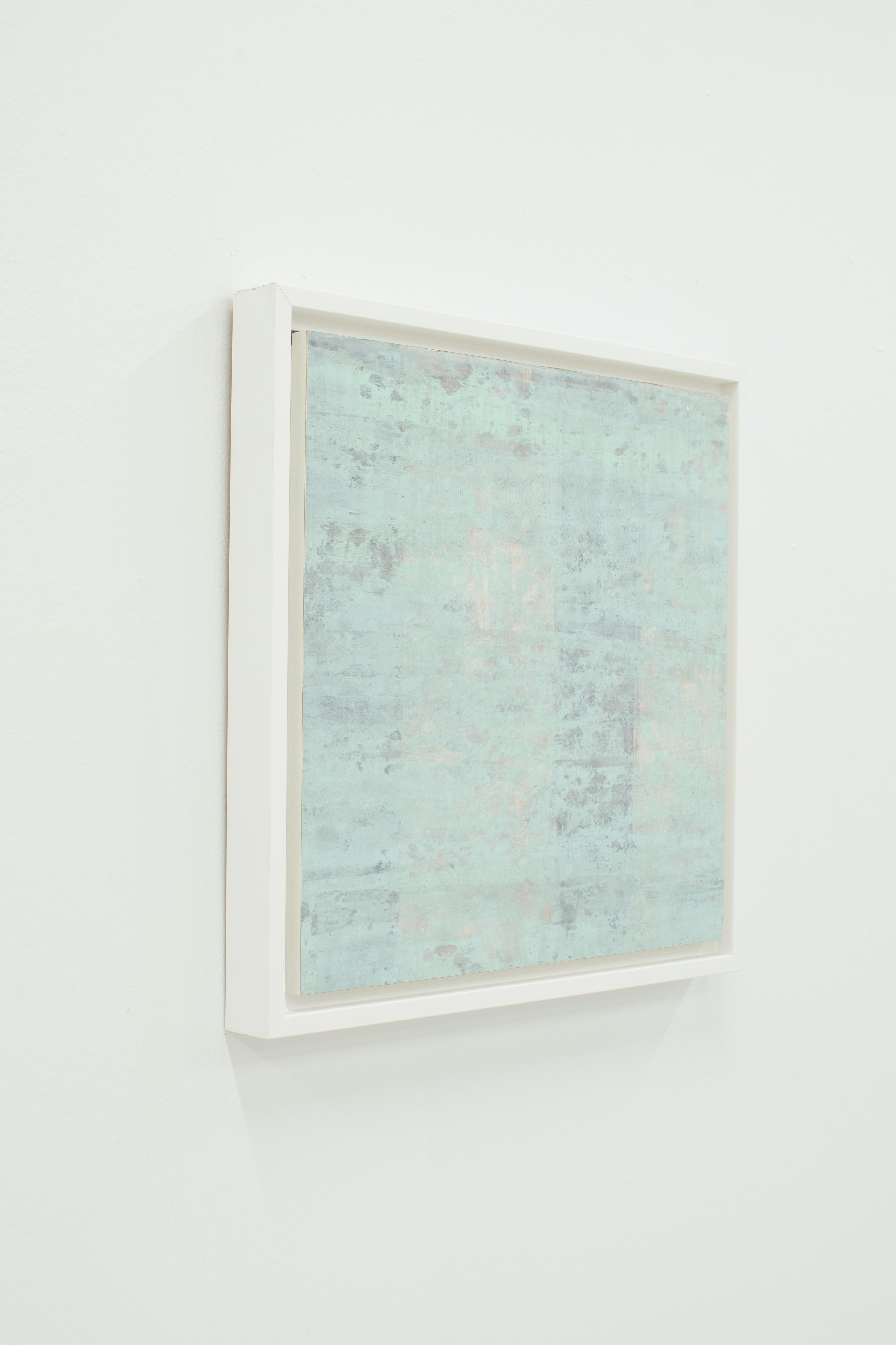 Gentleness - framed 6 piece blue abstract plaster and acrylic painting - Painting by Austin Kerr