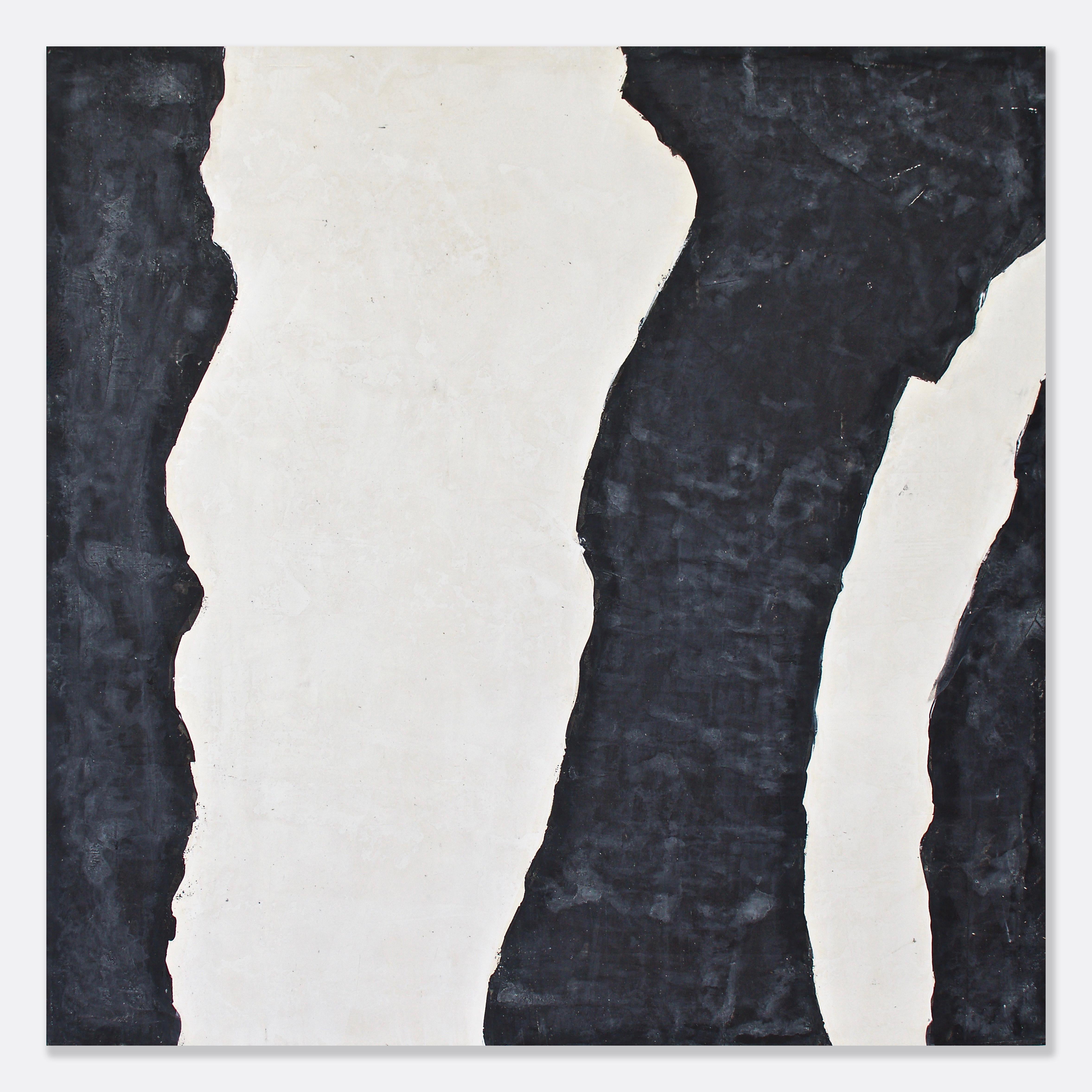 Wide or Narrow Paths - black and white abstract plaster and acrylic painting  - Mixed Media Art by Austin Kerr