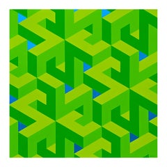 Contemporary Lime Green & Blue Colorful Tessellated Geometric Abstract Painting