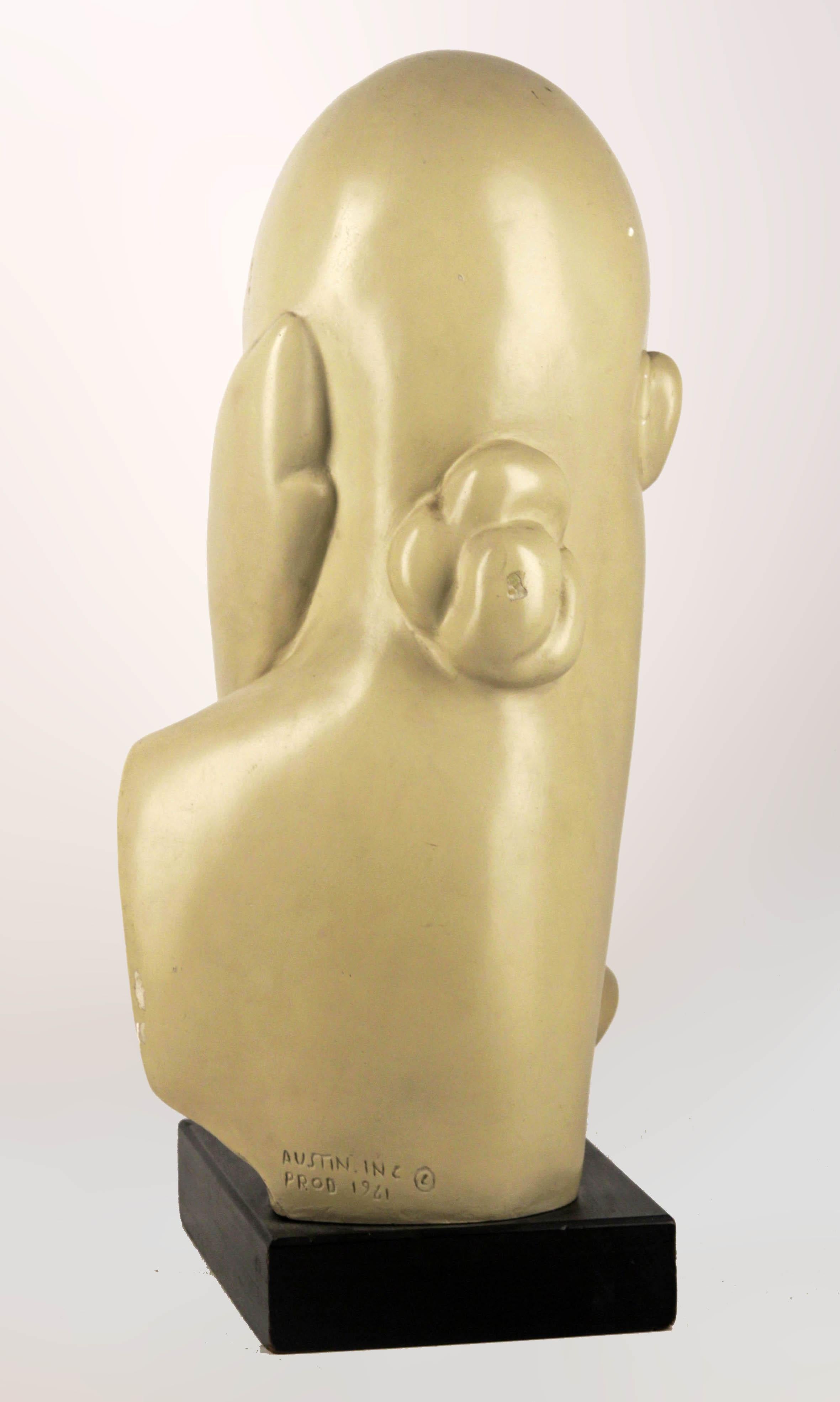 Art Deco Austin Prod's Plaster Sculpture/Bust Based on 'Mademoiselle Pogany' by Brâncuşi For Sale