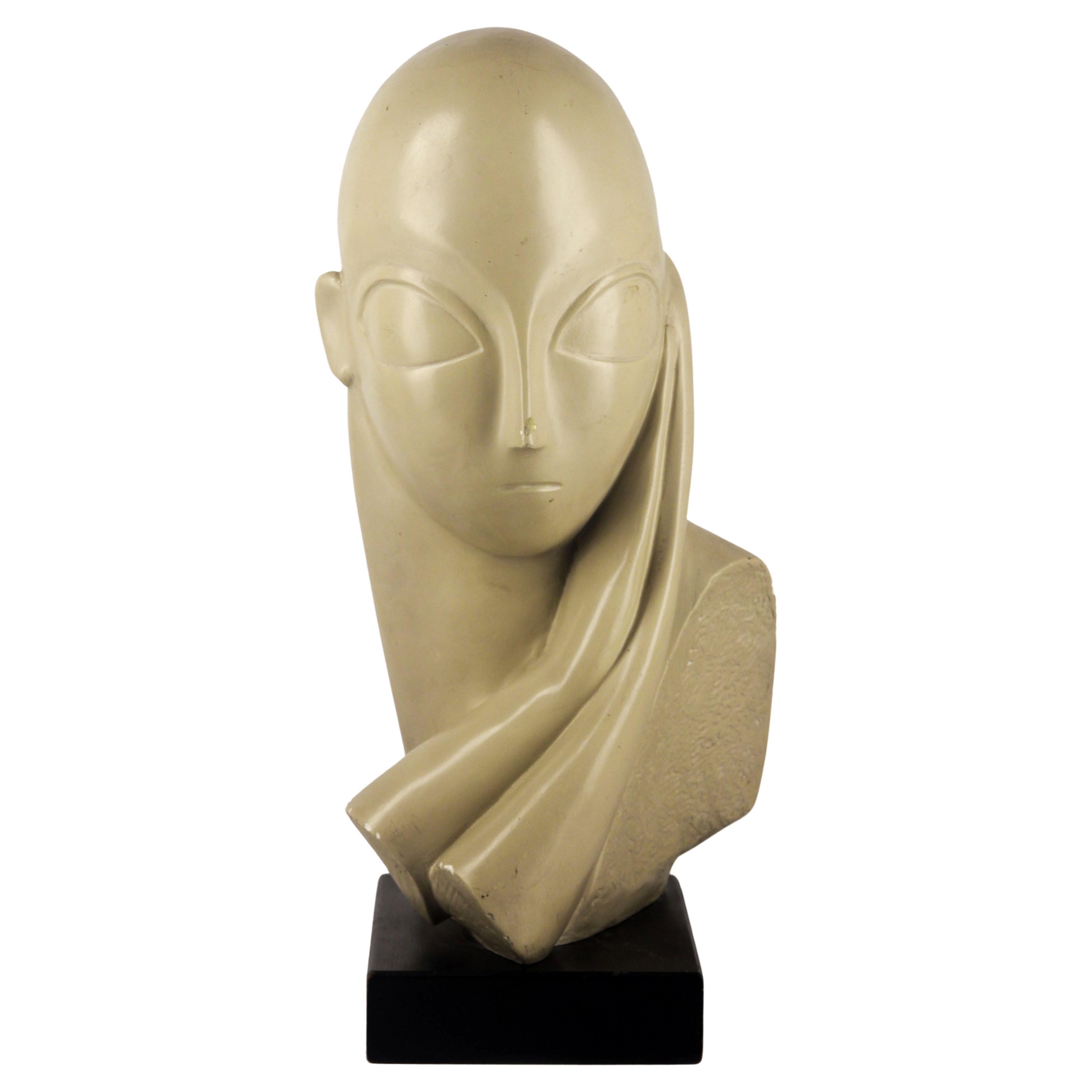 Sculpture/buste en plâtre d'Austin Prod's d'après "Mademoiselle Pogany" de Brâncuşi