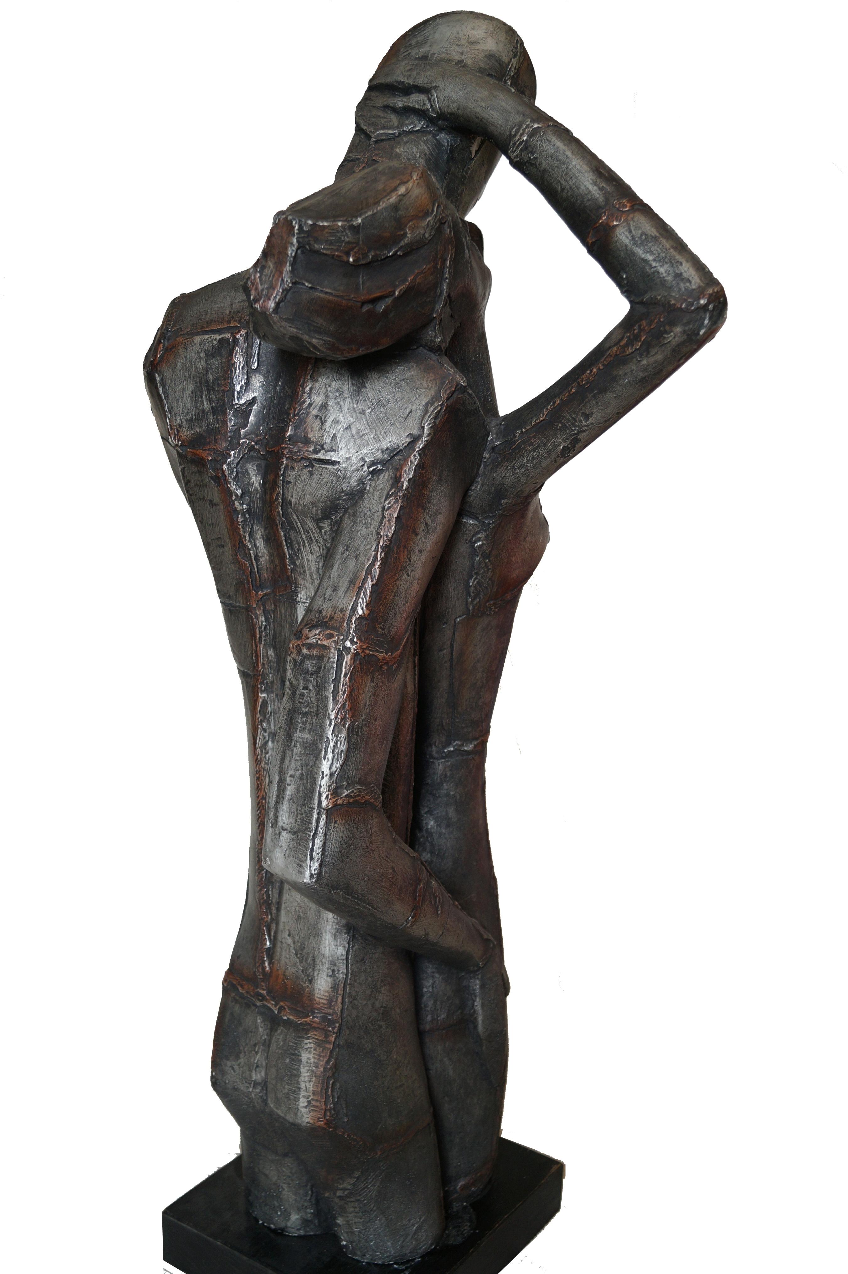 Austin Production Brutalist Large Sculpture Lovers Man Woman Mid Century Modern In Good Condition For Sale In Wayne, NJ