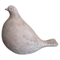 Austin Productions Ceramic Dove Sculpture, 1981 — Incised Stoneware Bird Figure