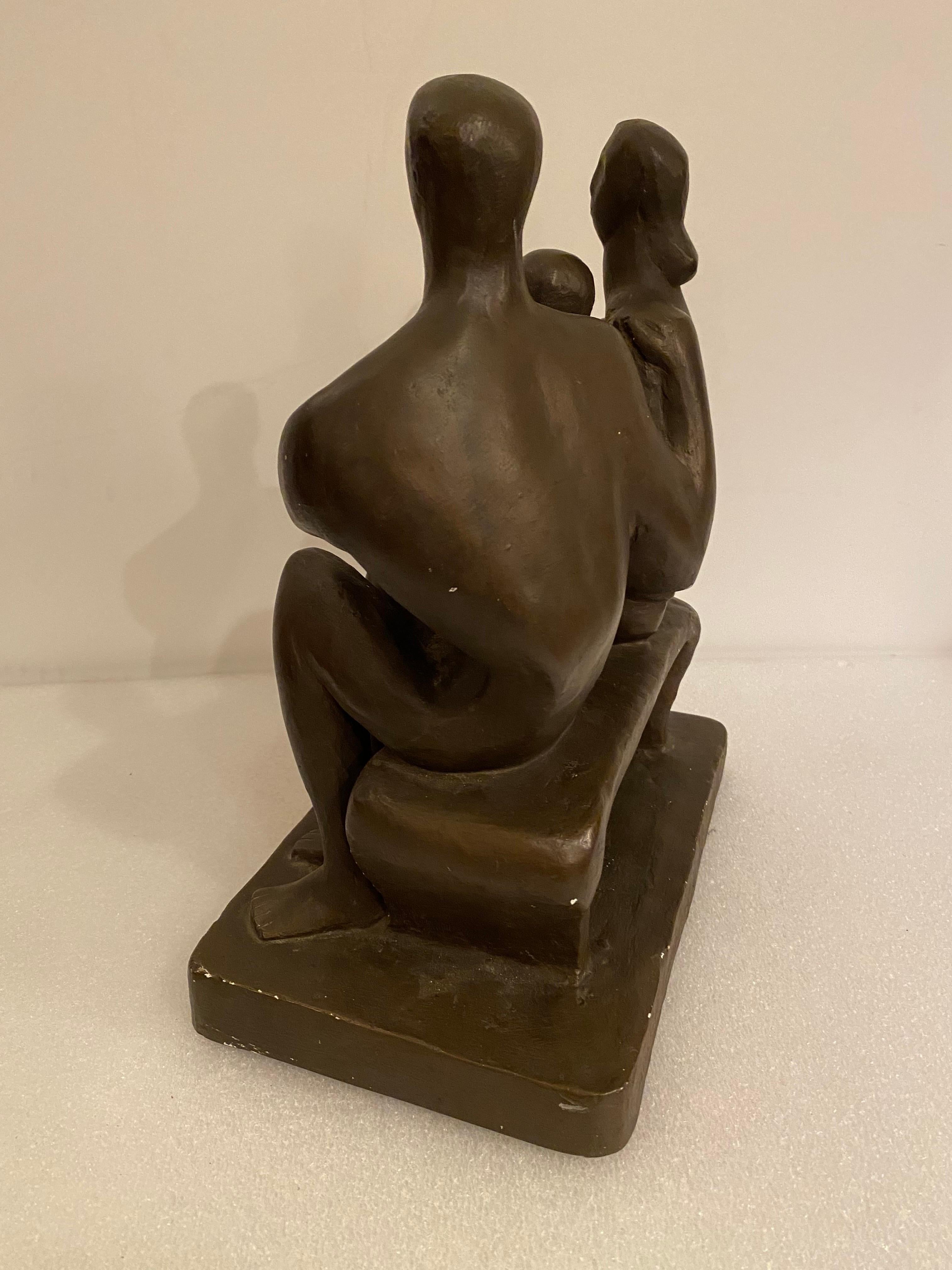 Mid-20th Century Austin Productions Henry Moore Style Seated Family For Sale