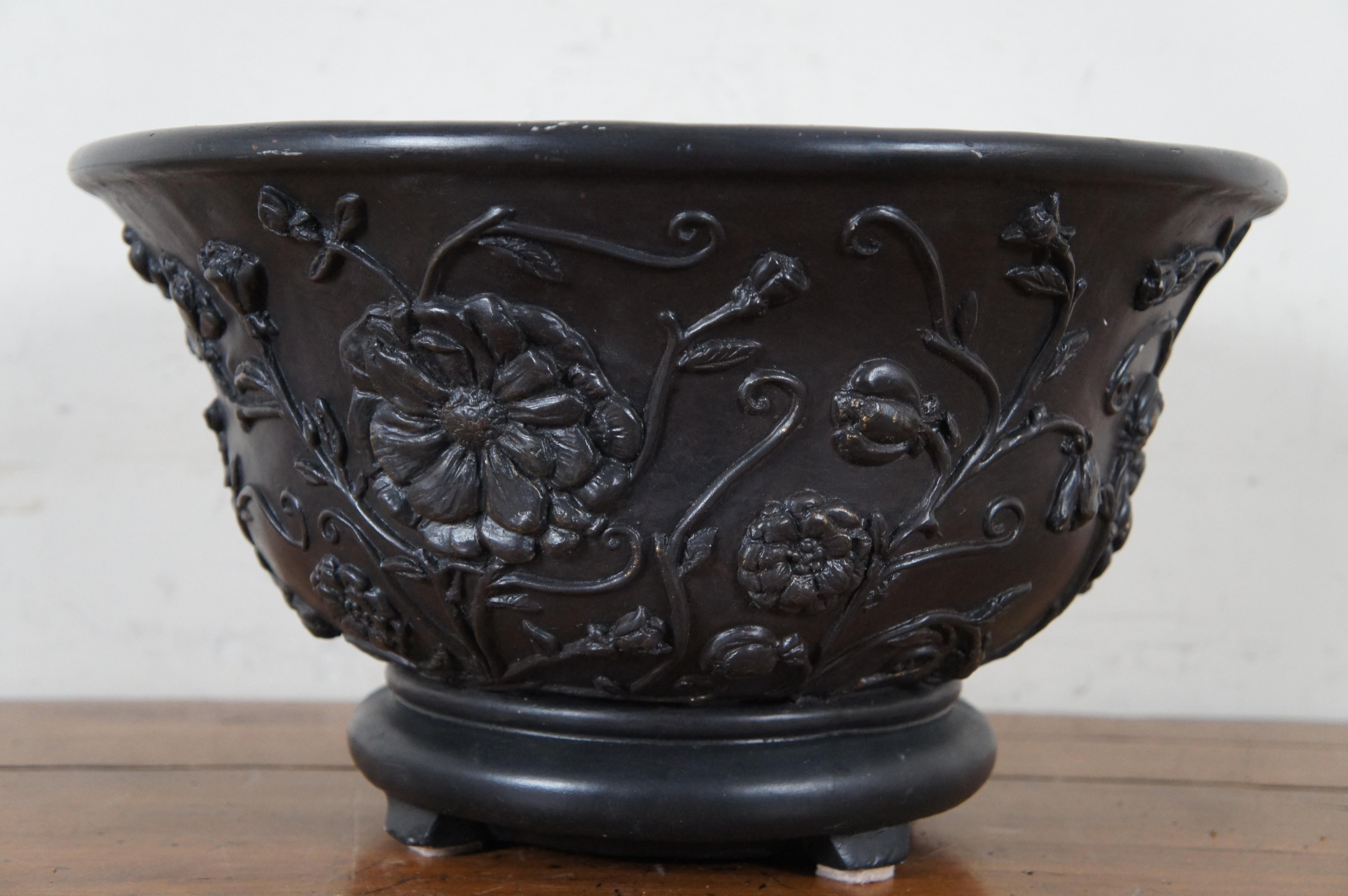 20th Century Austin Productions Lower Relief Floral Chinoiserie Centerpiece Bowl Planter 15
