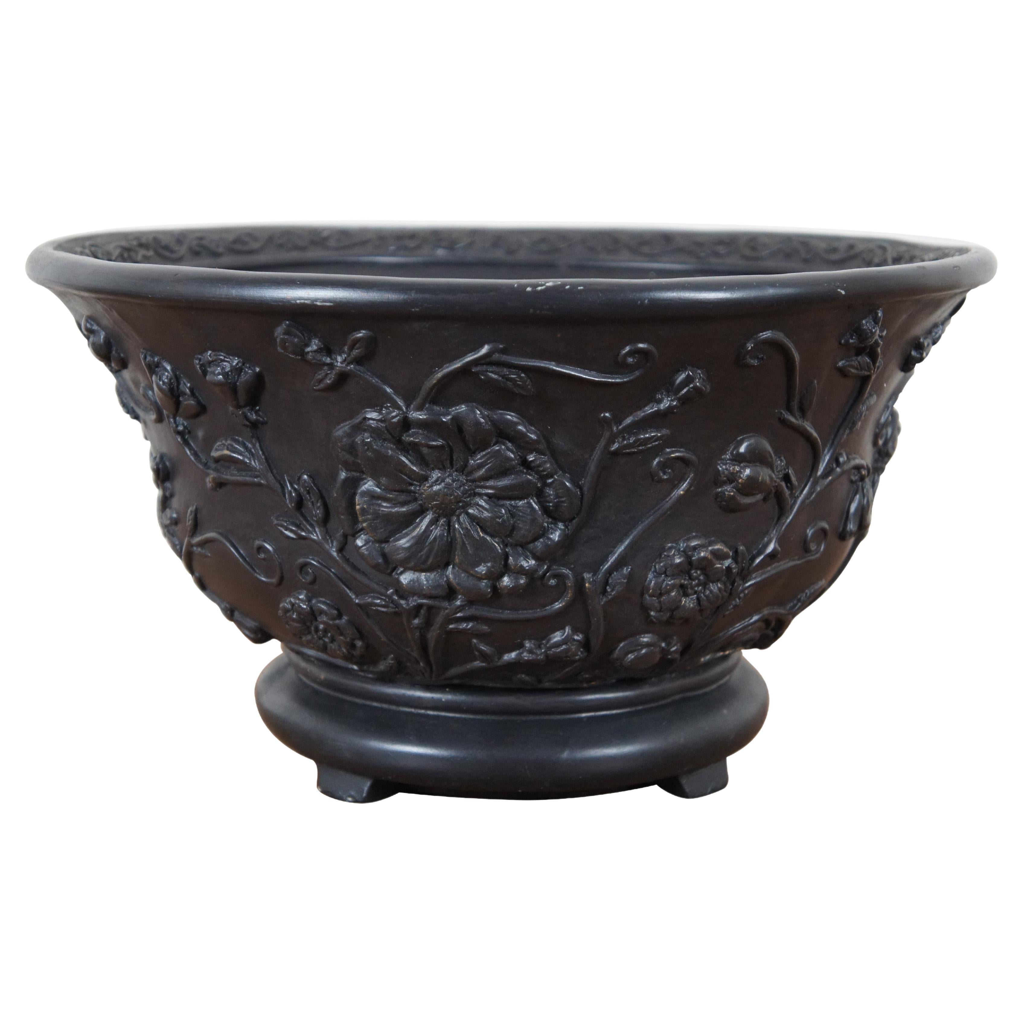 Austin Productions Lower Relief Floral Chinoiserie Centerpiece Bowl Planter 15" For Sale