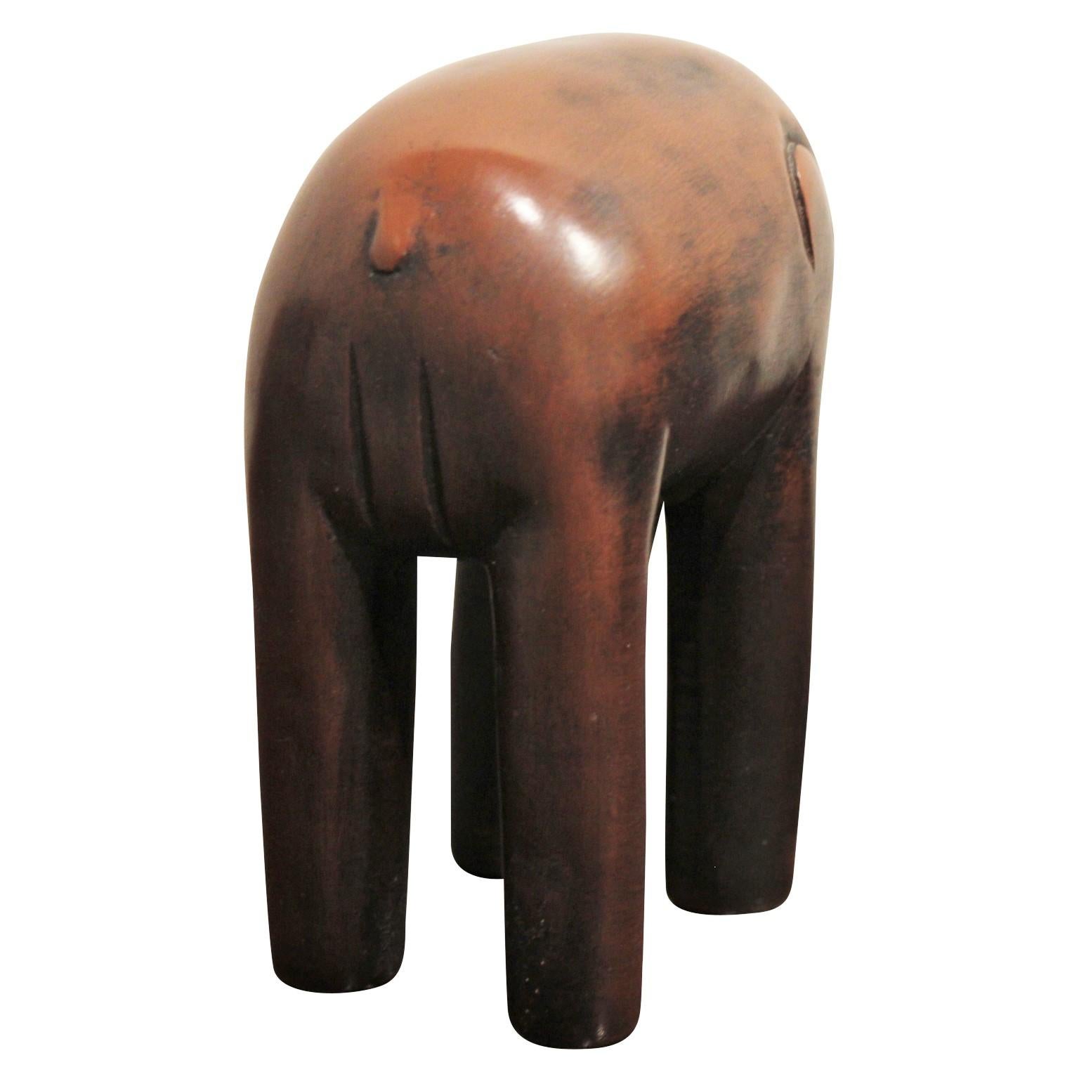 Ceramic Tribal Elephant Sculpture - Black Abstract Sculpture by Austin Productions