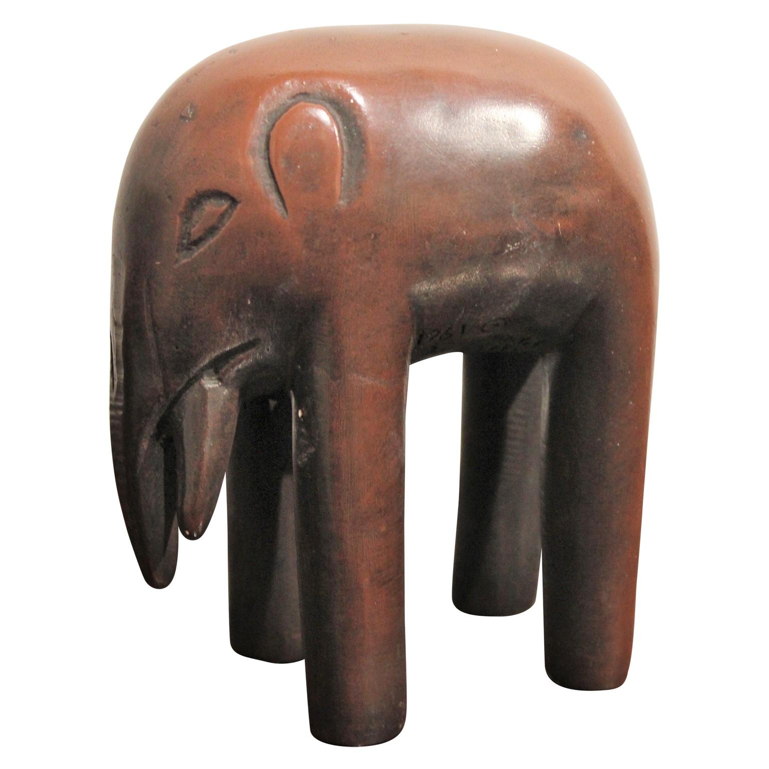 Austin Productions Abstract Sculpture - Ceramic Tribal Elephant Sculpture