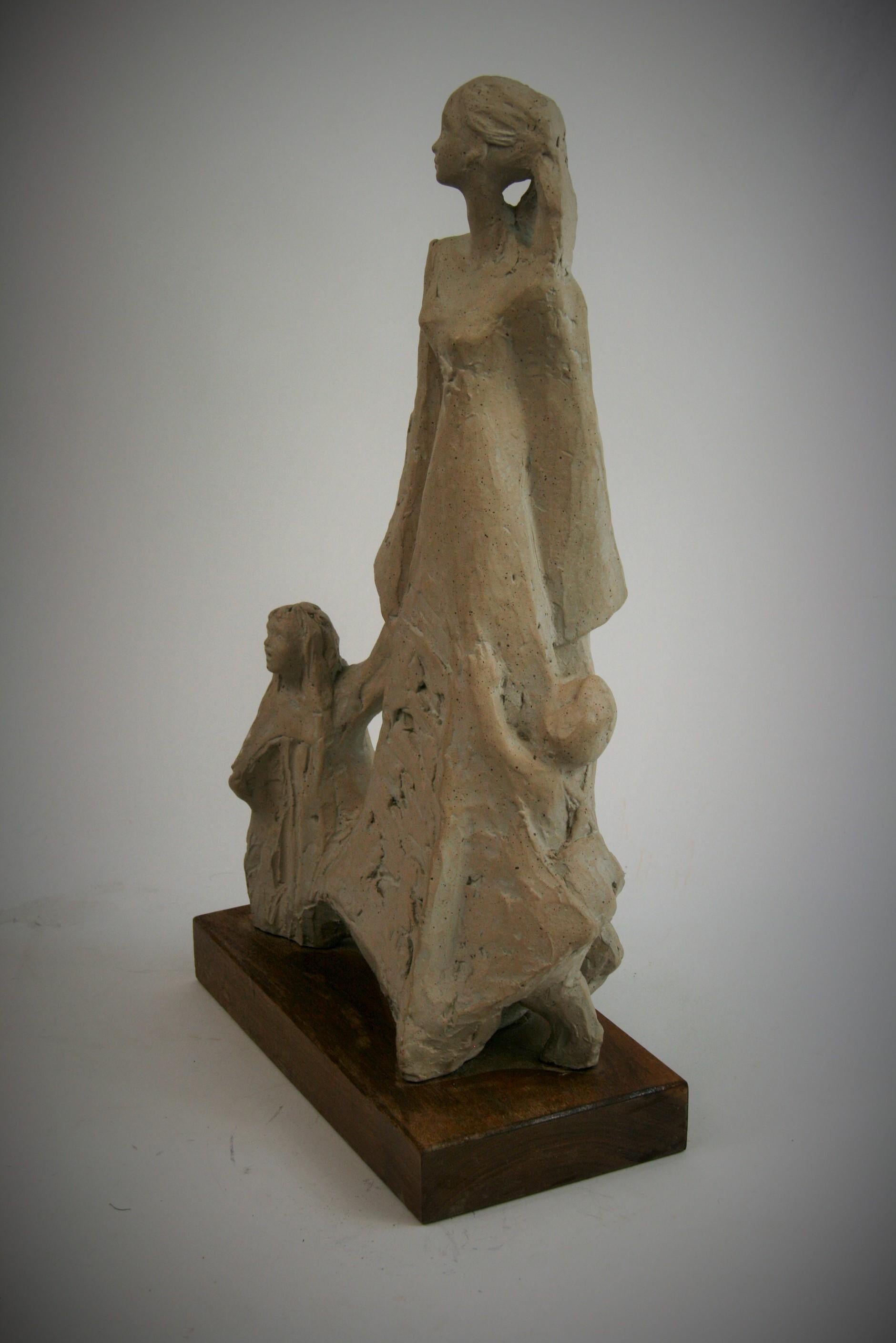2-295 Mother with two small childred cast stone sculpture on solid walnut wood base
Produced by Austin Productions 1983