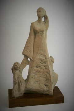Mother with Children Cast Stone Sculpture 