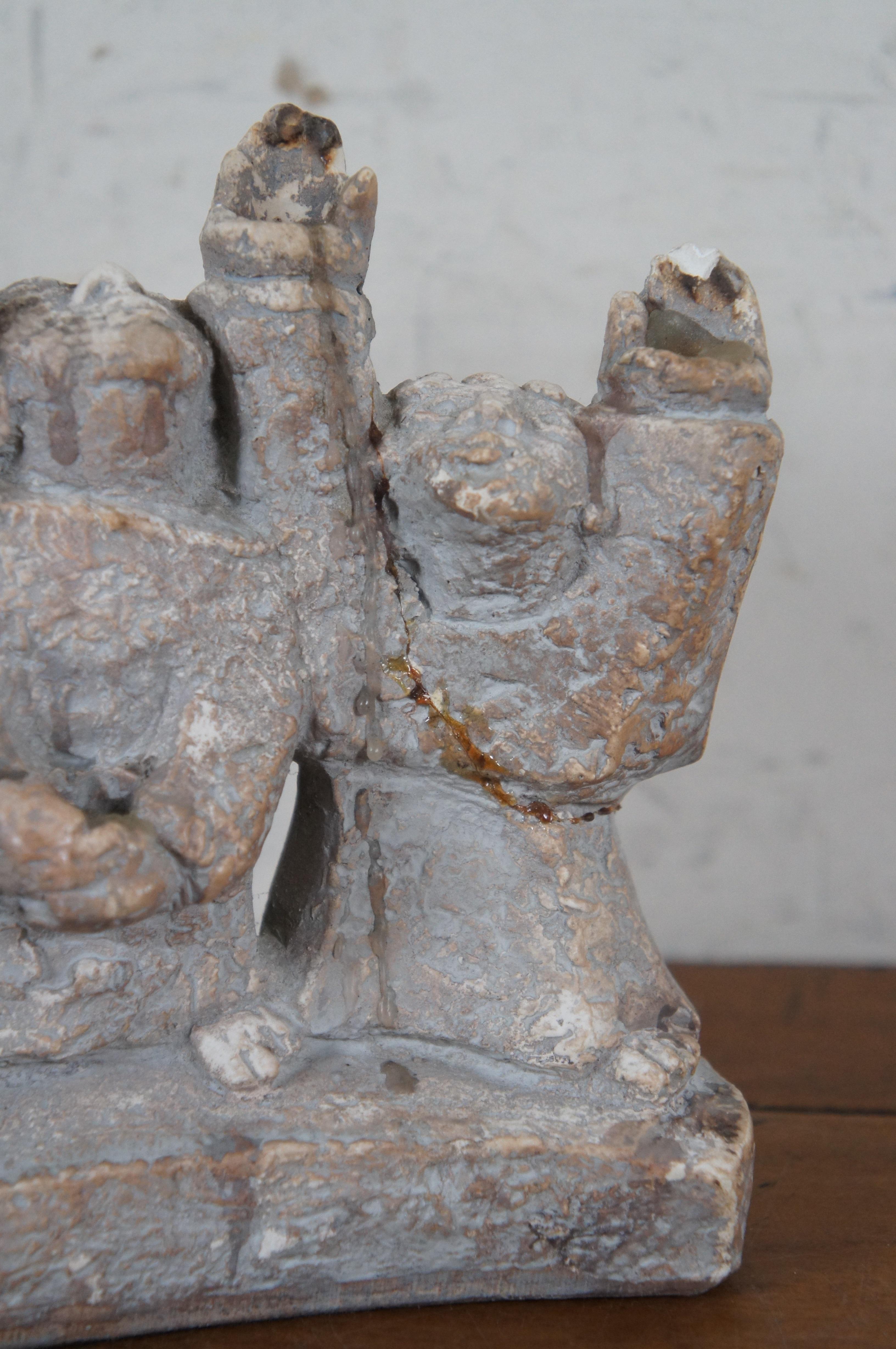 Austin Products 1965 Ellen Lord Figural Stone Channuka Menorah Judaica 12