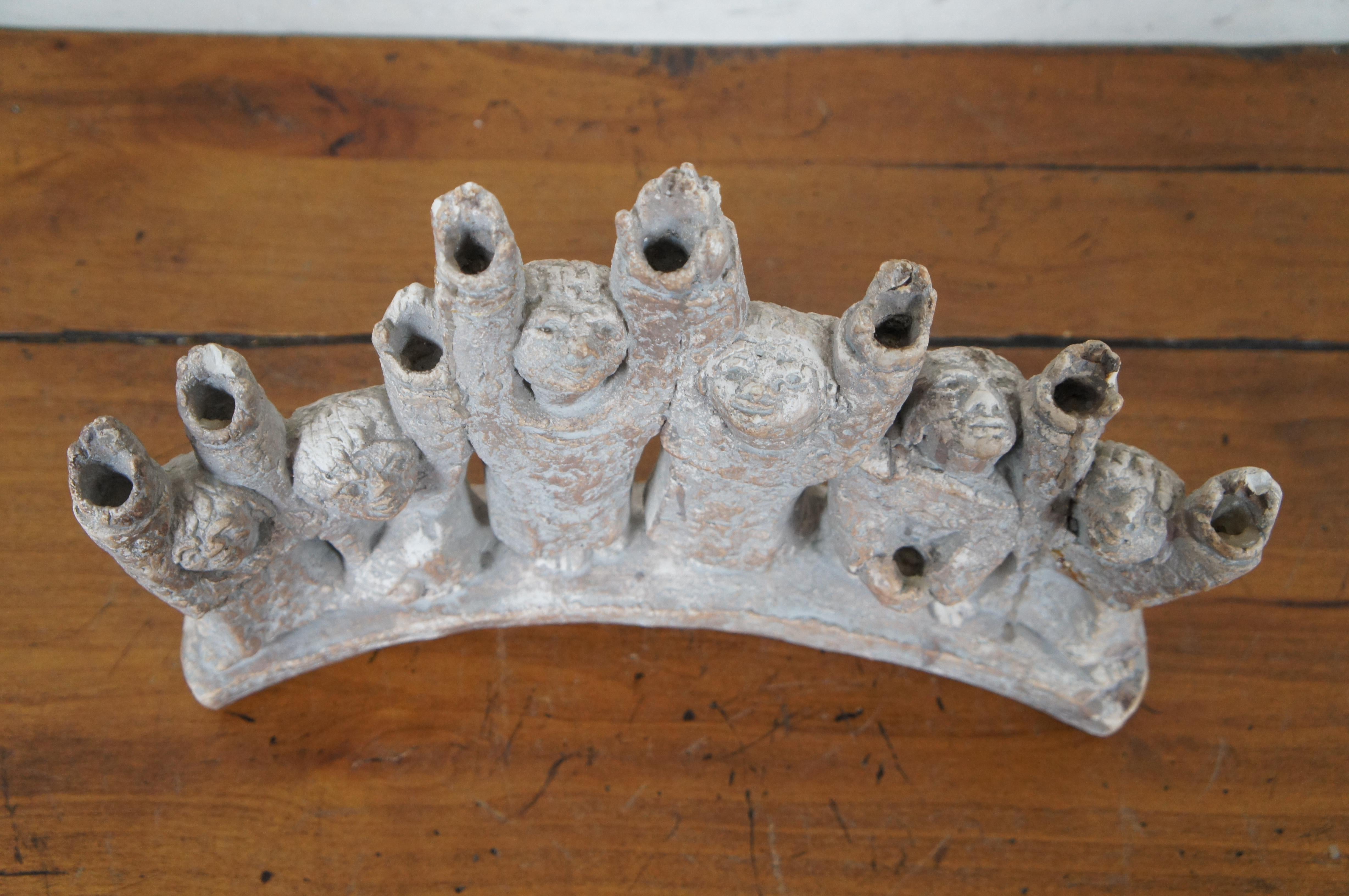 Resin Austin Products 1965 Ellen Lord Figural Stone Channuka Menorah Judaica 12