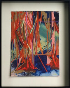 SCAFFOLD (3) - Framed, Linear, Abstract Mixed Media Painting/Drawing on Paper 