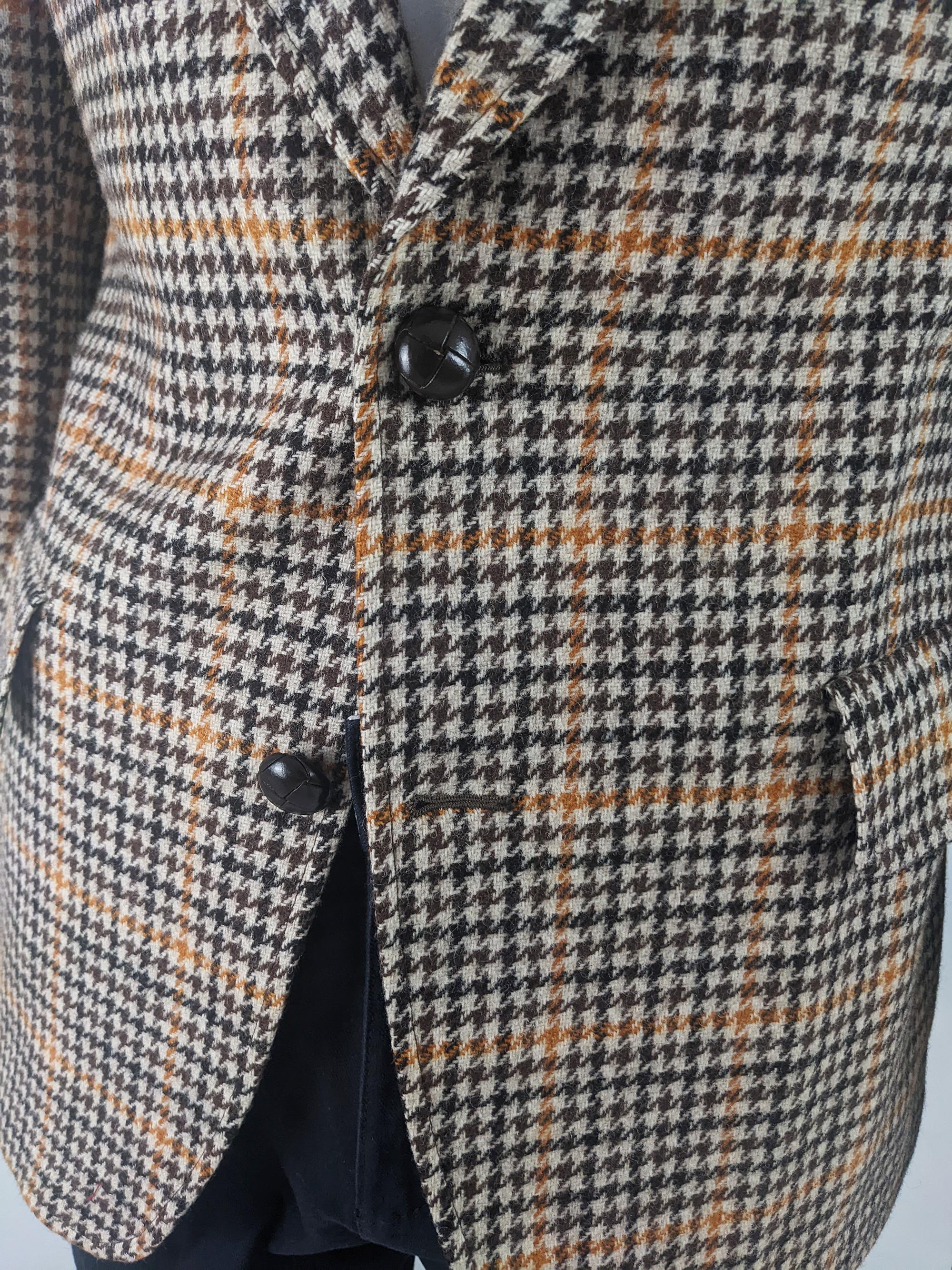 Gray Austin Reed Vintage Mens Wool Tweed & Suede Shooting Blazer Jacket, 1970s For Sale