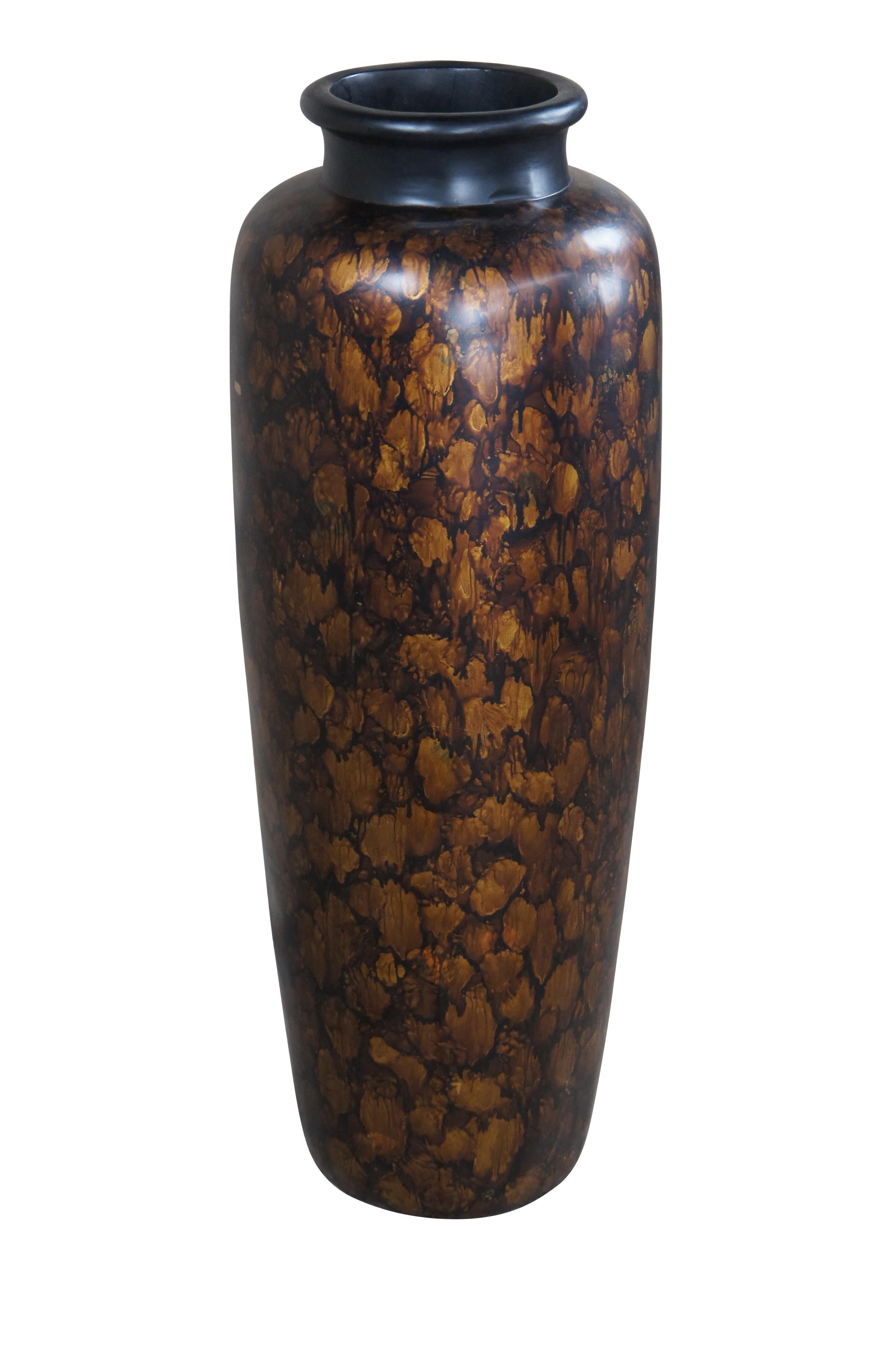 Vintage Austin Adelina tall composite / resin floor urn / vessel shaped vase, mottled with deep brown and metallic gold / amber. 

Dimensions:
13