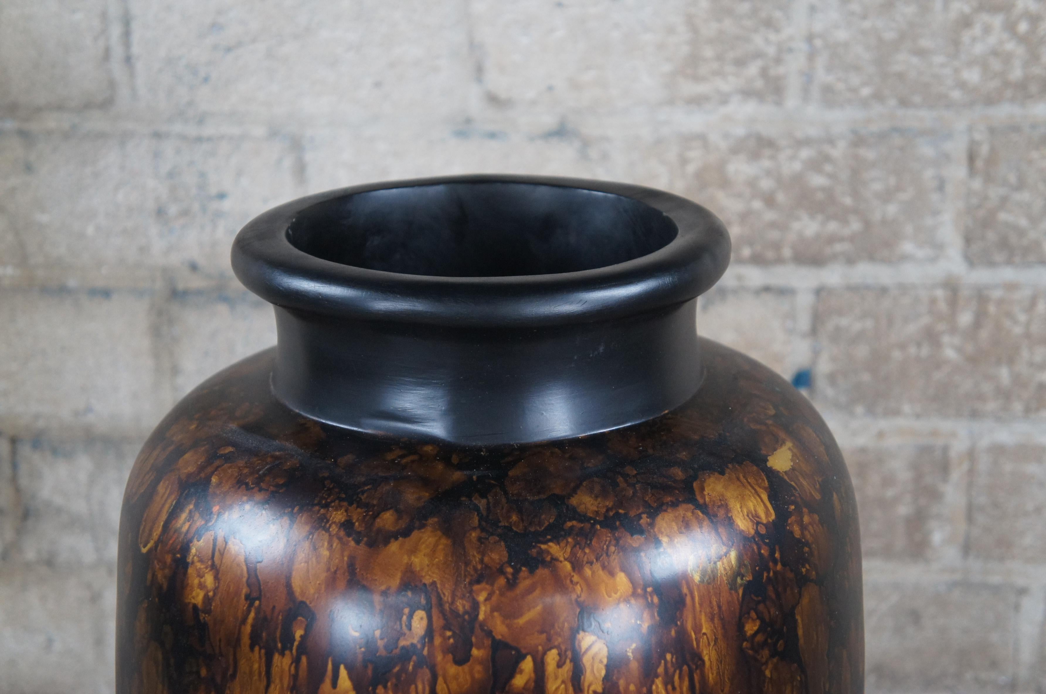 Modern Austin Tall Adelina Mottled Marbled Gold Amber Brown Floor Vase Urn 35