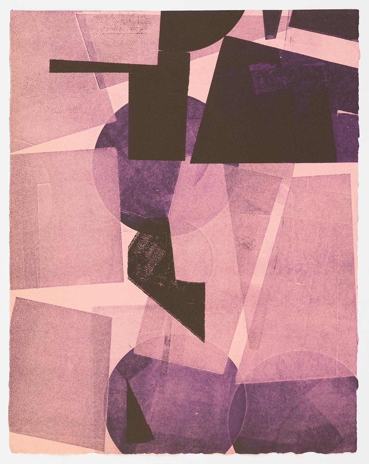 Austin Thomas Abstract Print - City of Purple and Black on Bubble-gum Pink