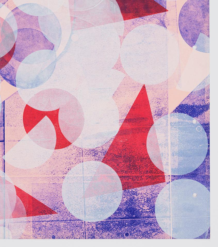 Pink with White Circles (Left Panel) - Abstract Geometric Print by Austin Thomas