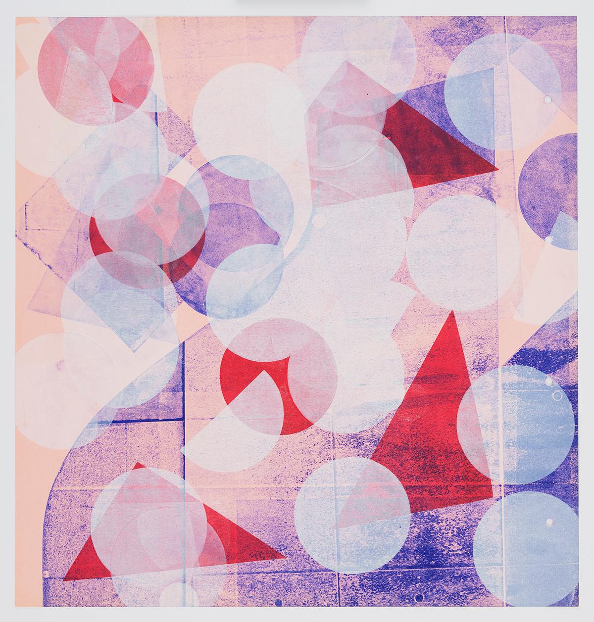 Austin Thomas Abstract Print - Pink with White Circles (Left Panel)