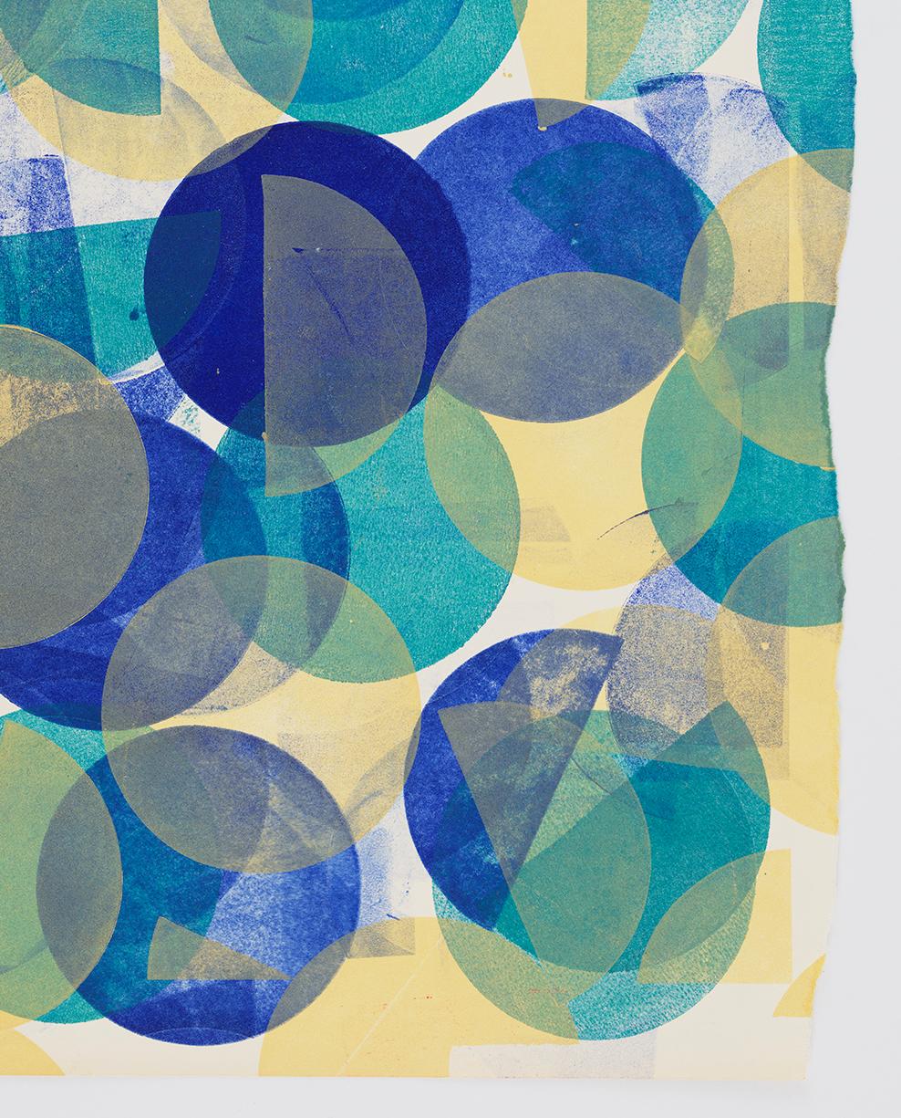 Small Circles of Blue - Gray Abstract Print by Austin Thomas