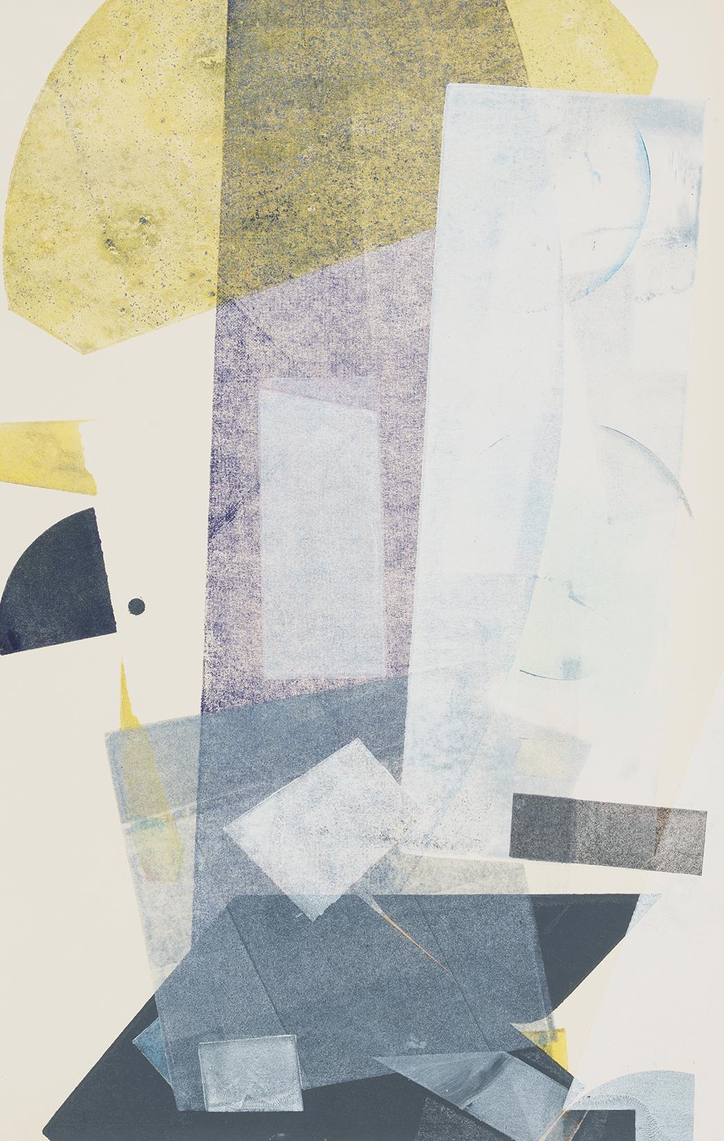 Yellow, White Throughout the Gray - Abstract Print by Austin Thomas