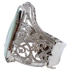 Australischer Opal Armreif mit Diamanten in 18k Weißgold / Platin