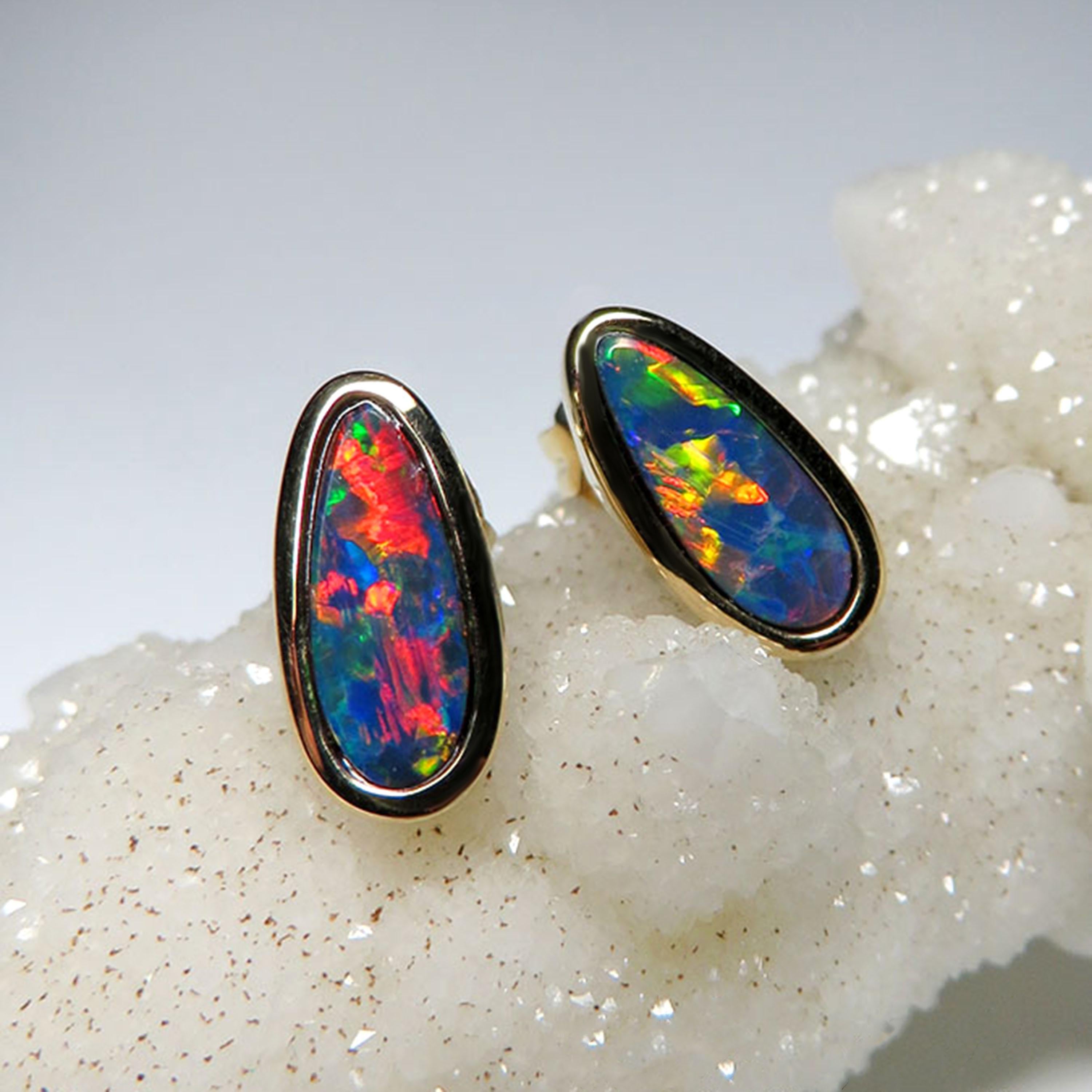 mens black opal earrings