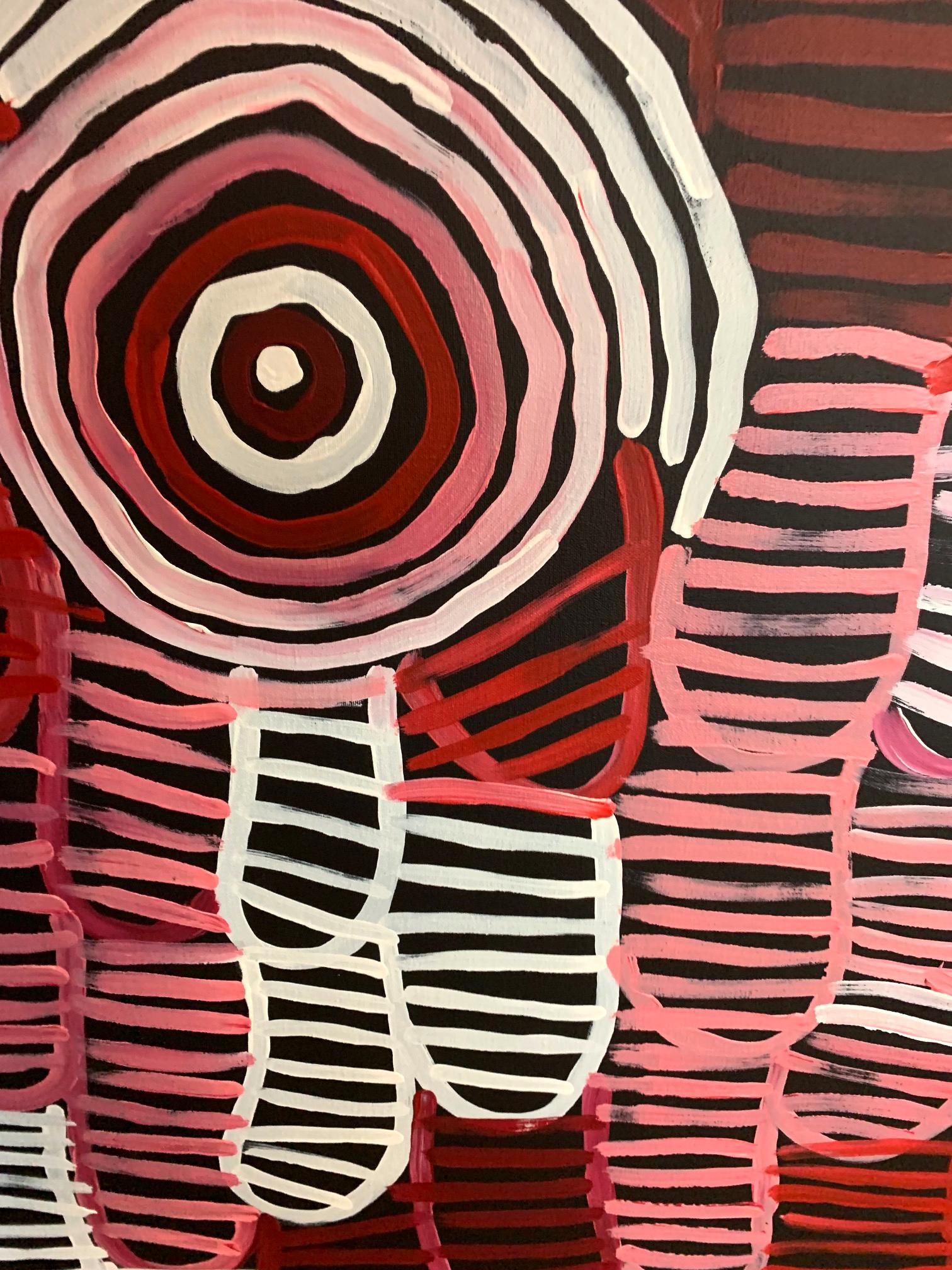 Peint à la main Peinture aborigène australienne de Minnie Pwerle en vente