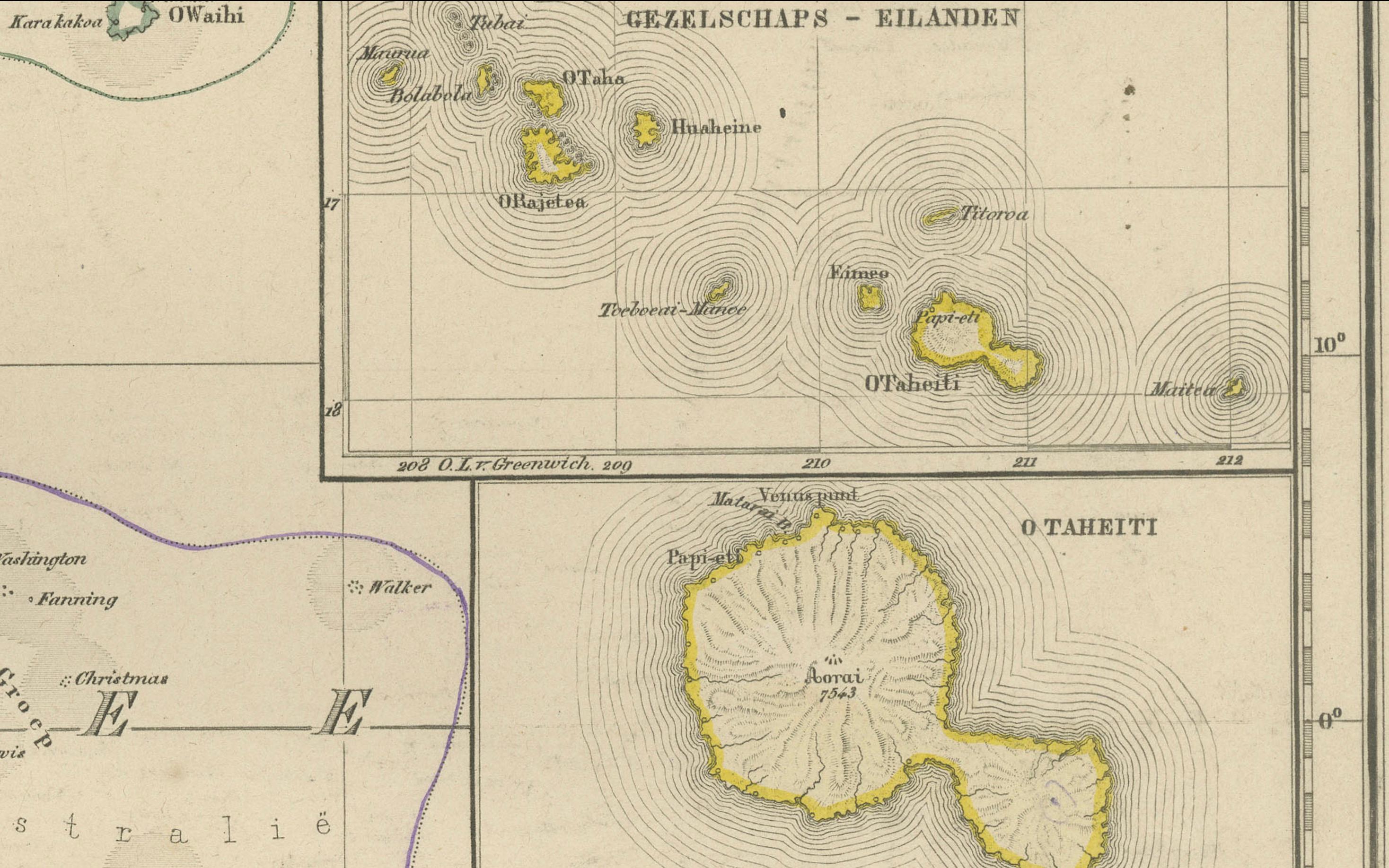 Australie et Polynésie avec la Nouvelle-Zélande - Noothoven van Goor, 1876 (carte) en vente 1