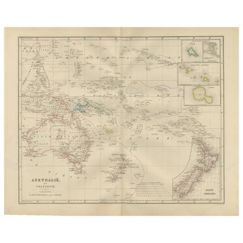 Australia and Polynesia with New Zealand – Noothoven van Goor, 1876 Map