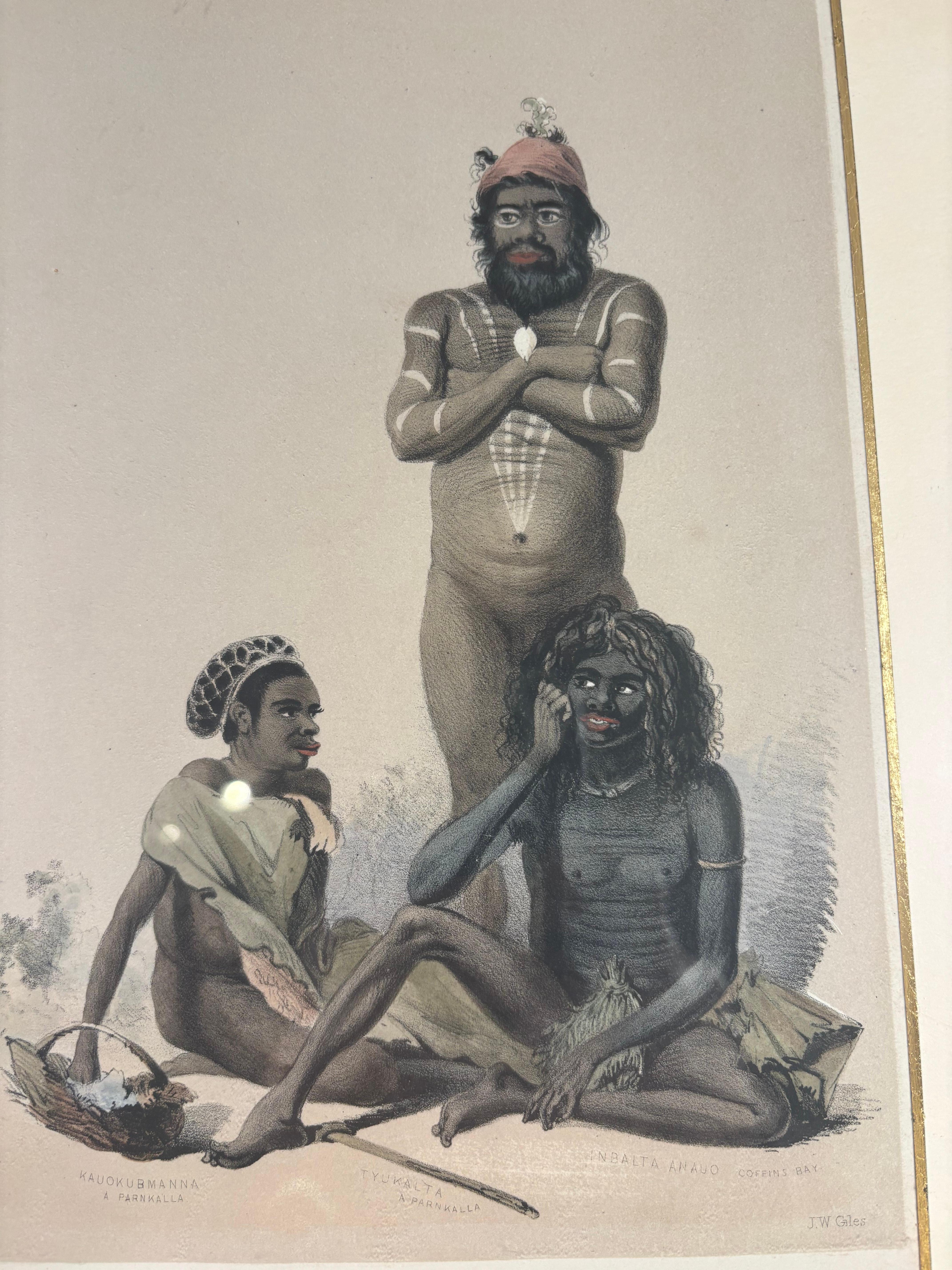 Australia George French Angus Ritratti degli abitanti aborigeni Litografia del 19° secolo in vendita 3