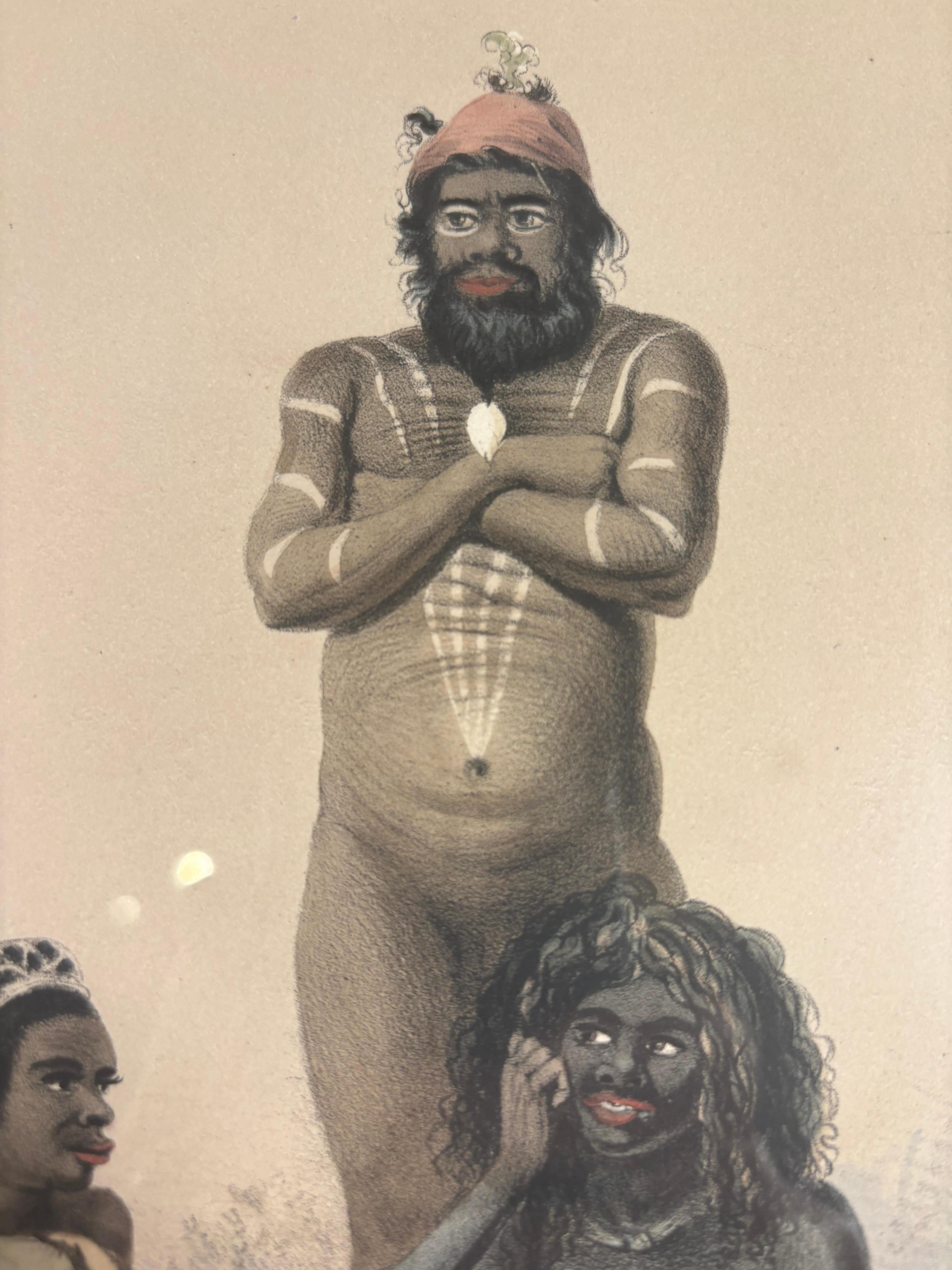 Australia George French Angus Ritratti degli abitanti aborigeni Litografia del 19° secolo in vendita 4