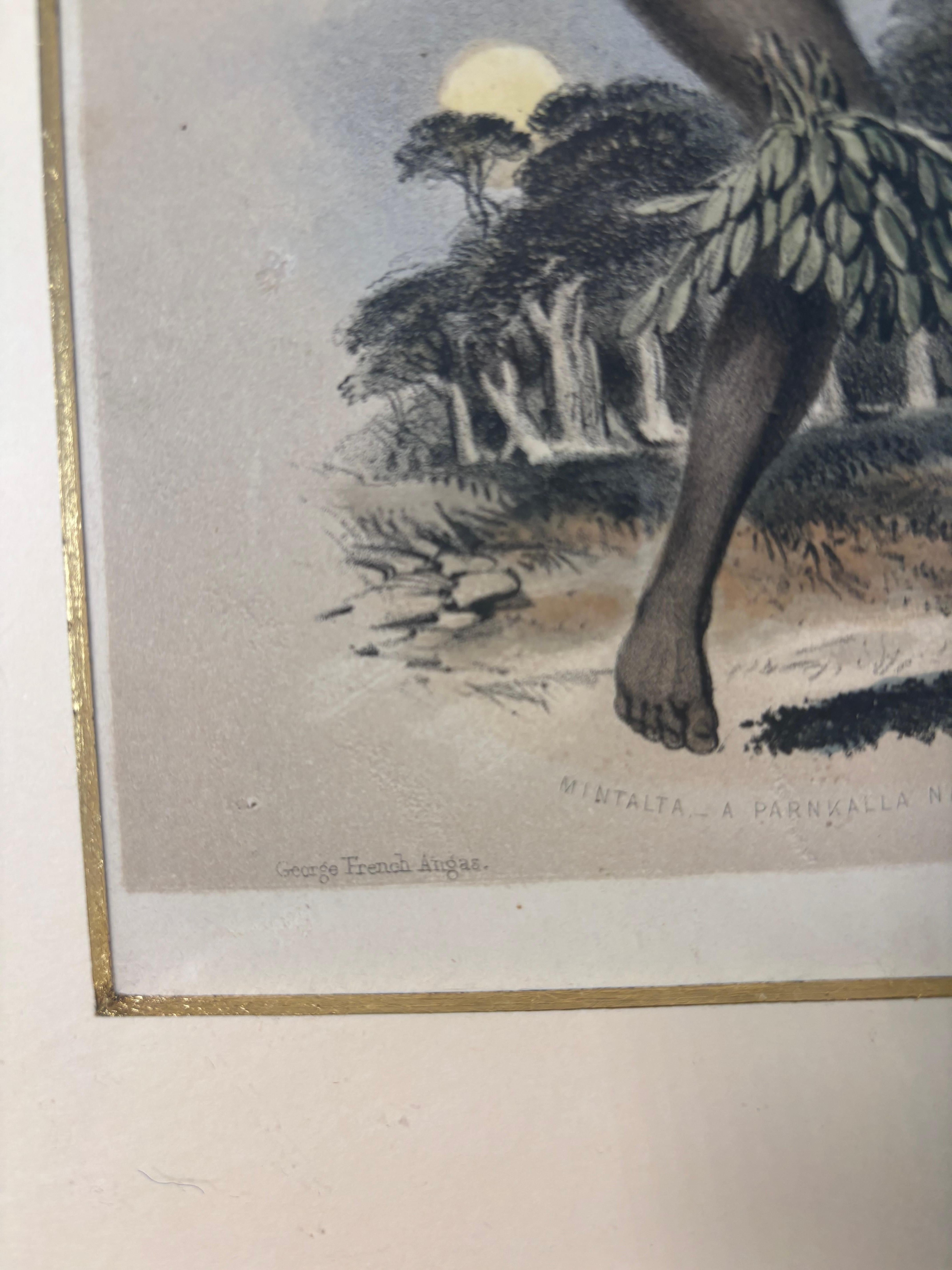 Australia George French Angus Ritratti degli abitanti aborigeni Litografia del 19° secolo in vendita 5