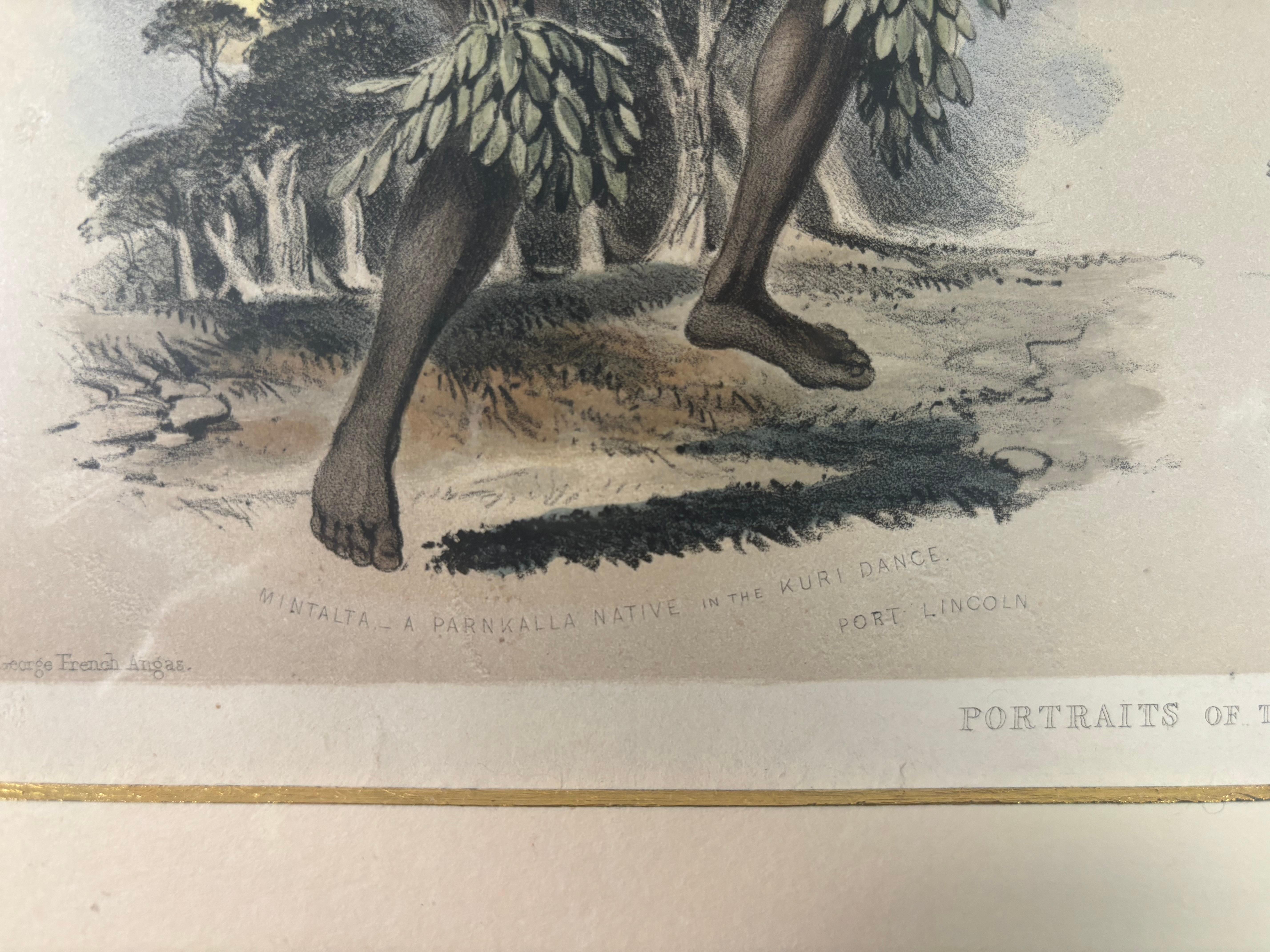 Australia George French Angus Ritratti degli abitanti aborigeni Litografia del 19° secolo in vendita 6