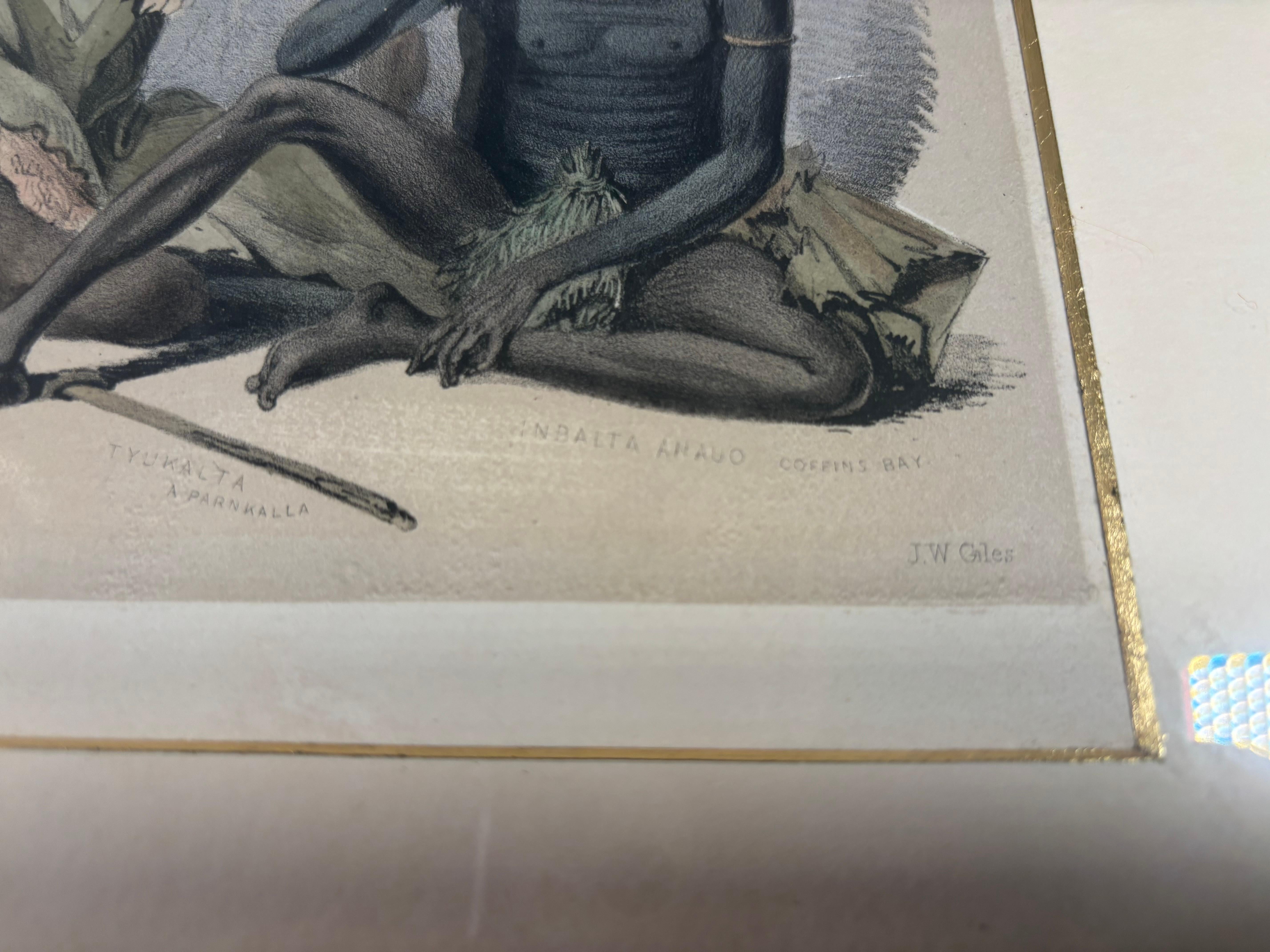 Australia George French Angus Ritratti degli abitanti aborigeni Litografia del 19° secolo in vendita 7