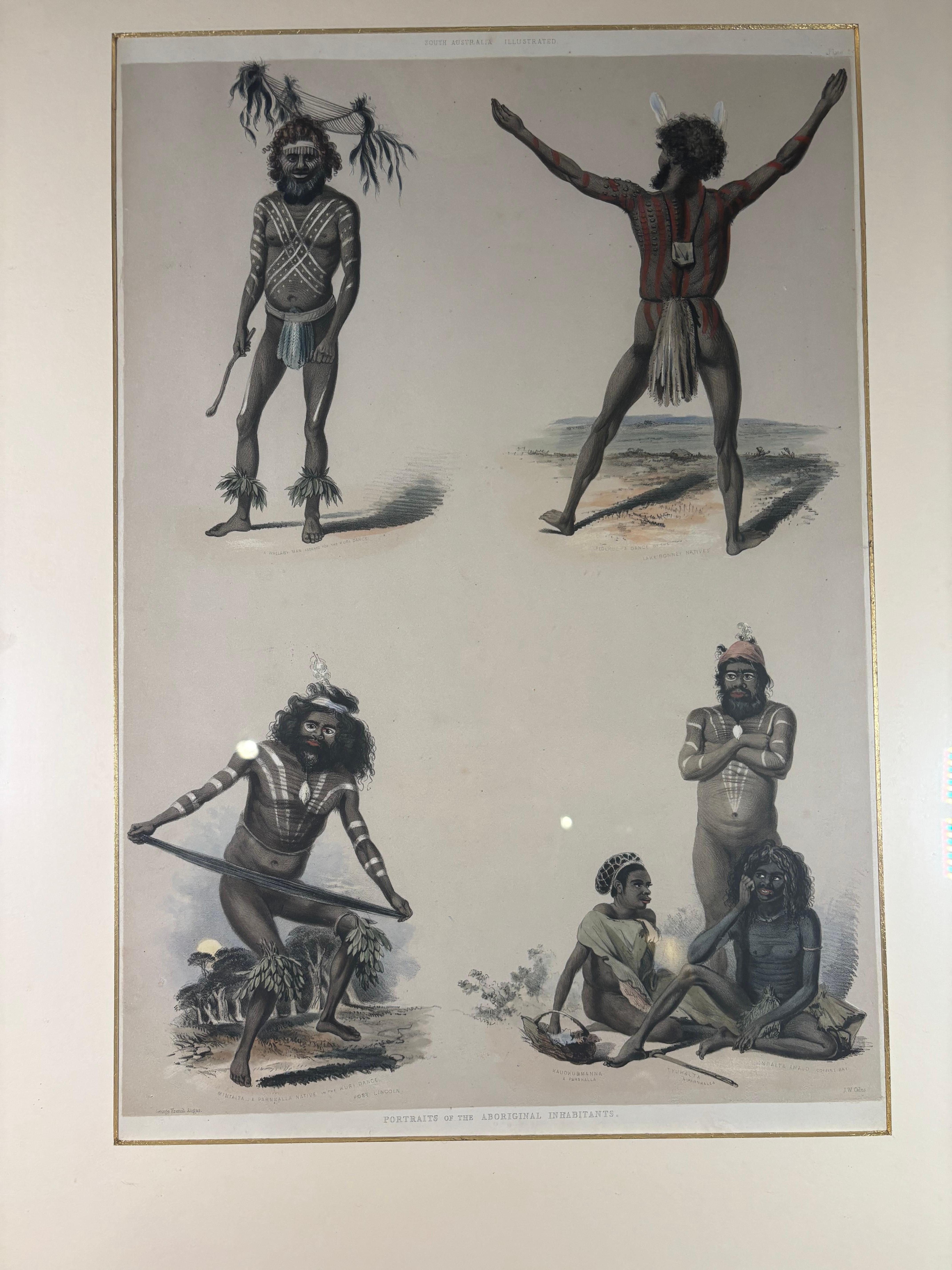 Australia George French Angus Ritratti degli abitanti aborigeni Litografia del 19° secolo In condizioni buone in vendita a South Burlington, VT