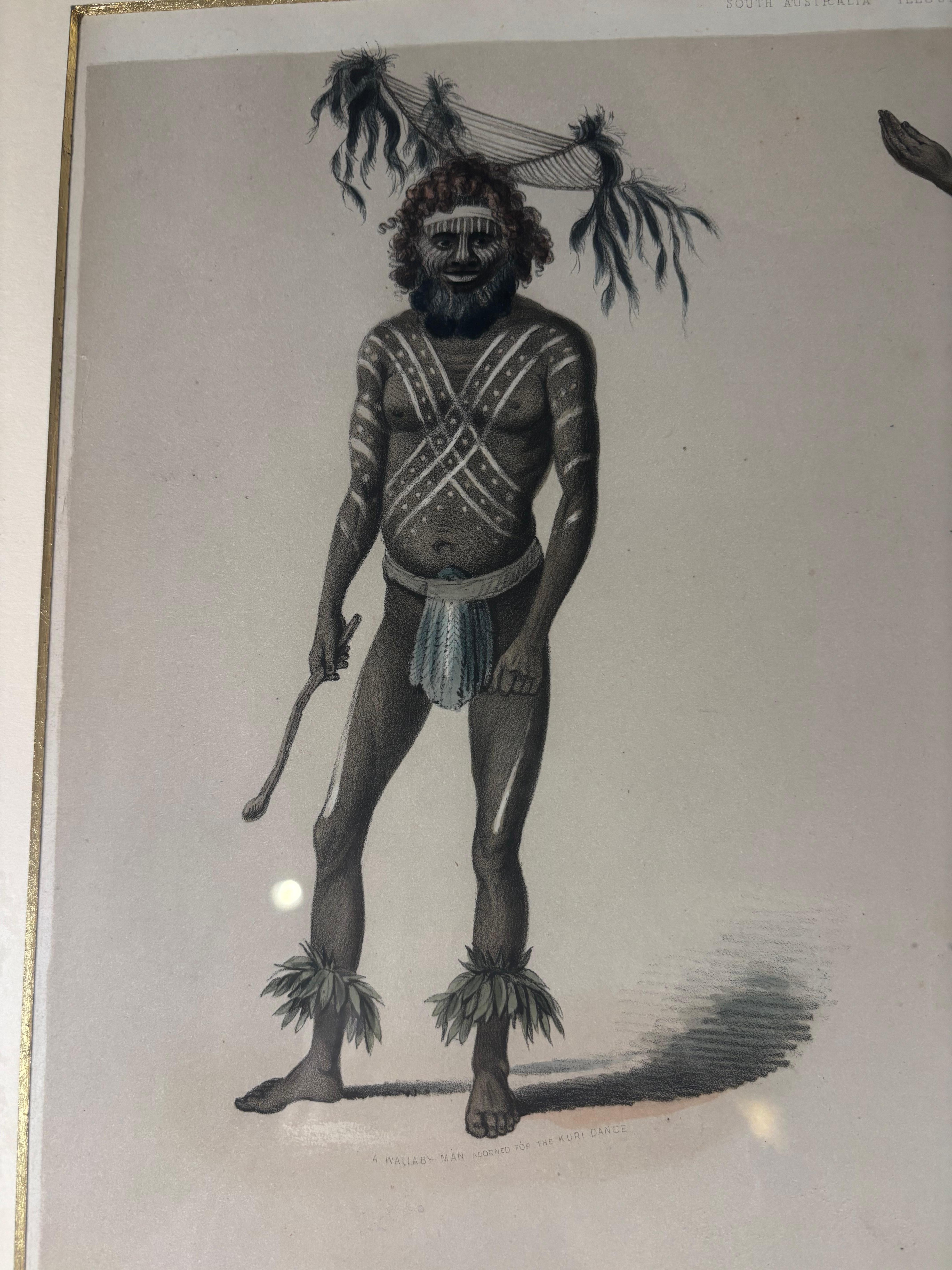 XIX secolo Australia George French Angus Ritratti degli abitanti aborigeni Litografia del 19° secolo in vendita