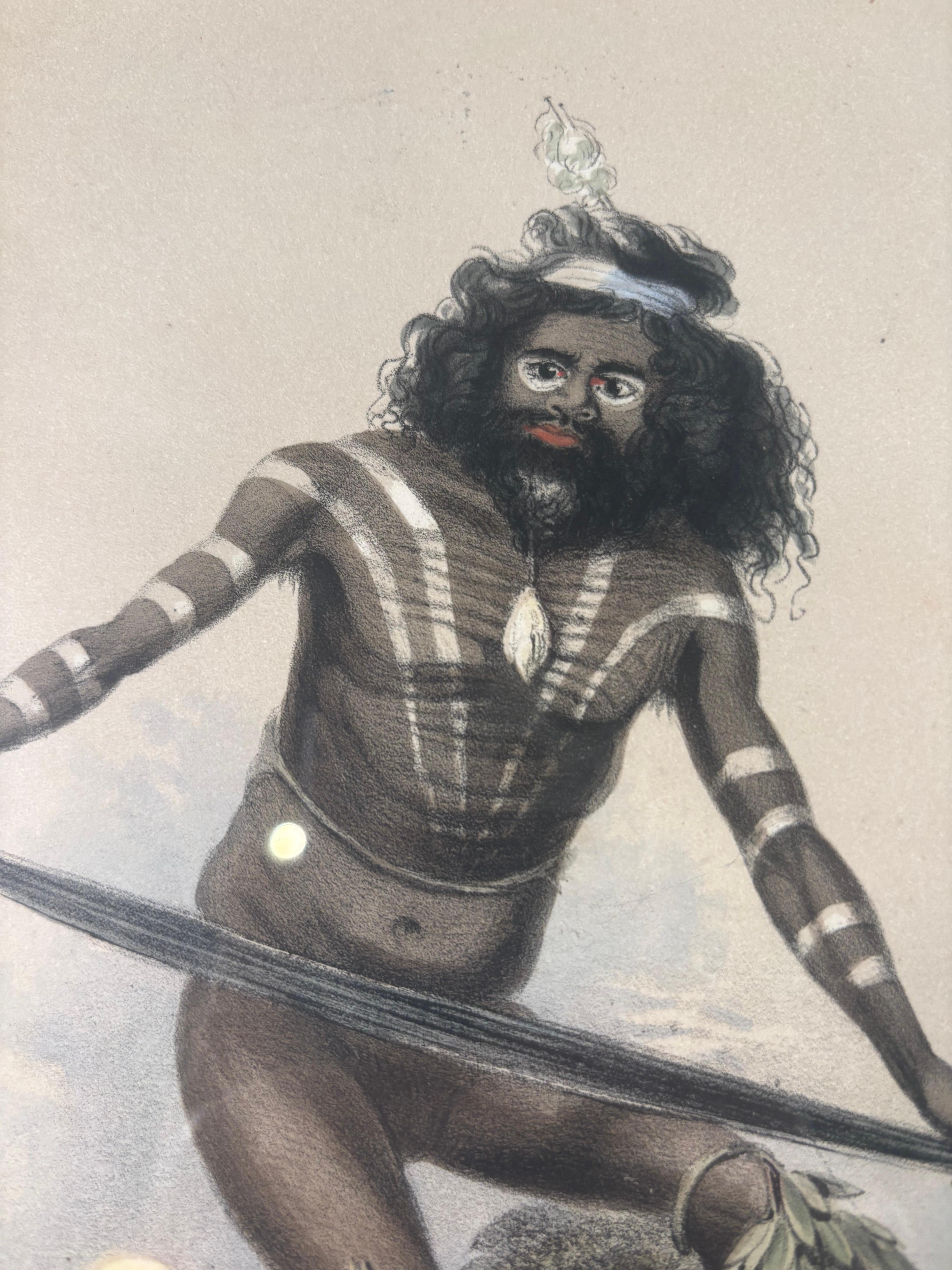 Australia George French Angus Ritratti degli abitanti aborigeni Litografia del 19° secolo in vendita 2