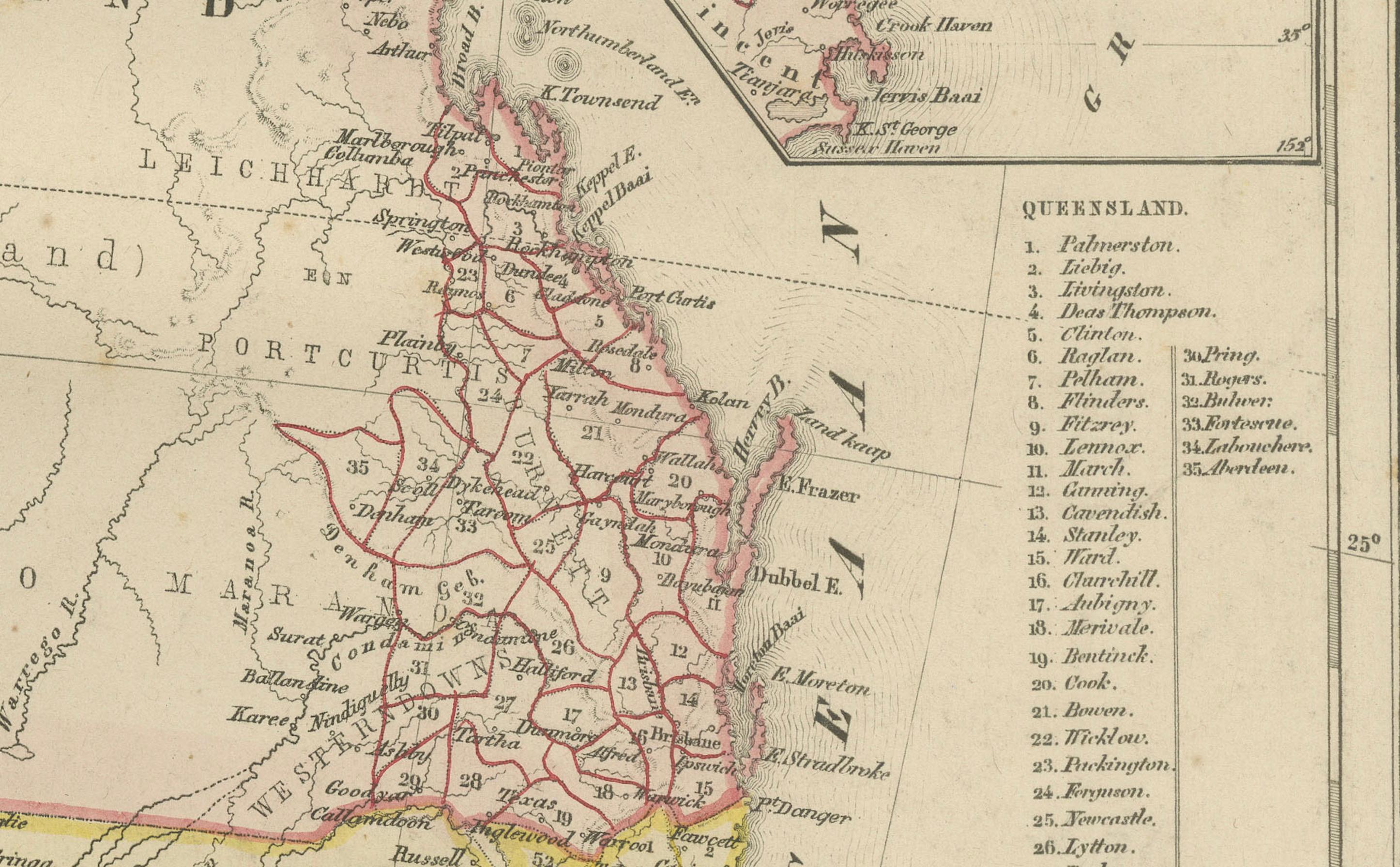 Carte de l'Australie ou de laNew Holland avec régions insérées par Noothoven van Goor, 1876 en vente 4