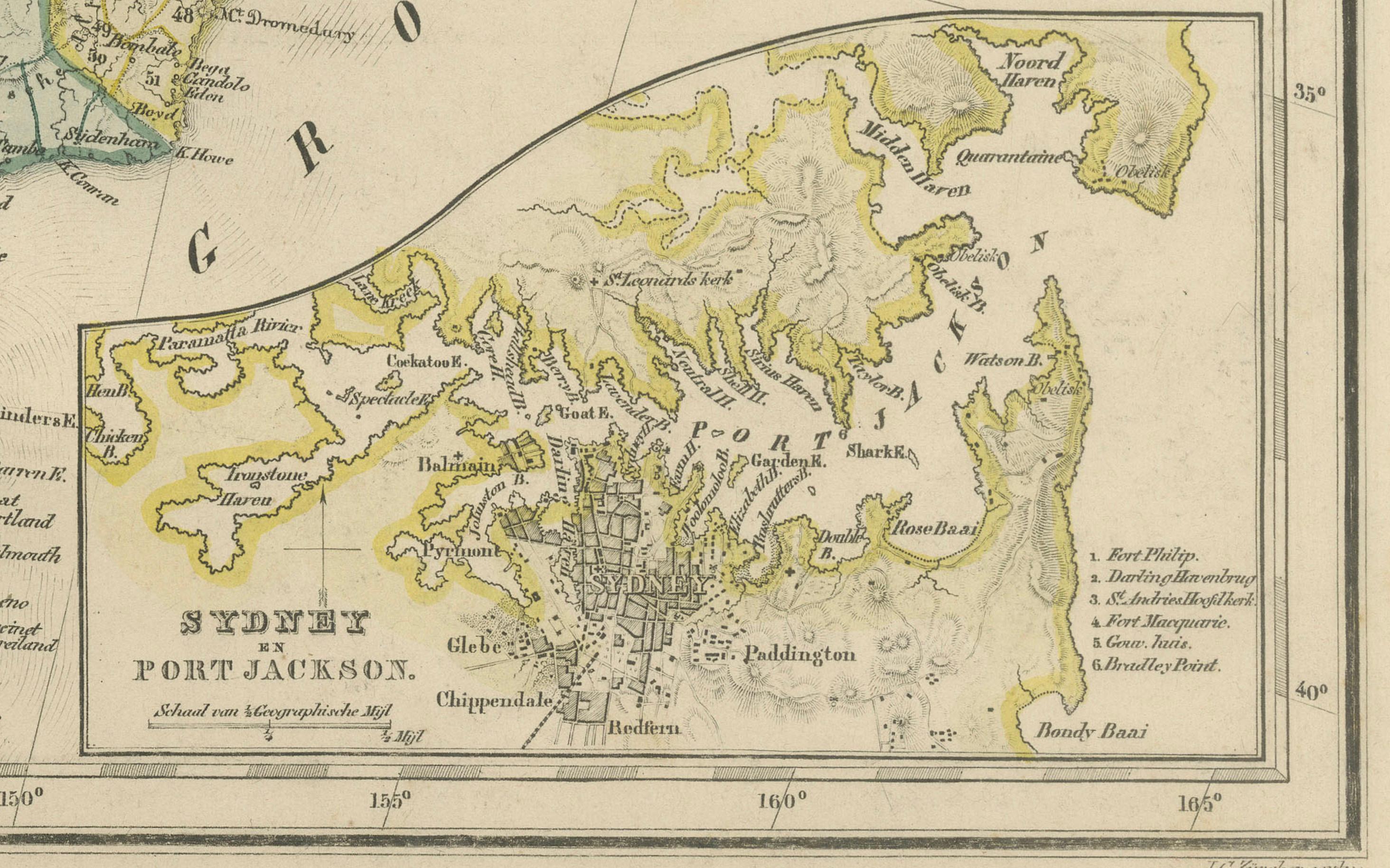 Carte de l'Australie ou de laNew Holland avec régions insérées par Noothoven van Goor, 1876 en vente 2