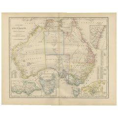 Australia or New Holland Map with Inset Regions by Noothoven van Goor, 1876