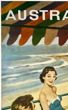 AUSTRALIA - QANTAS Original Vintage Airline Travel Tourism Australia Poster MCM