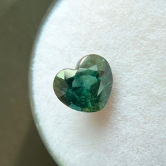 Australia Sapphire 1.89ct Natural Deep Green Blue Heart Cut Gem 7.6x6.8mm