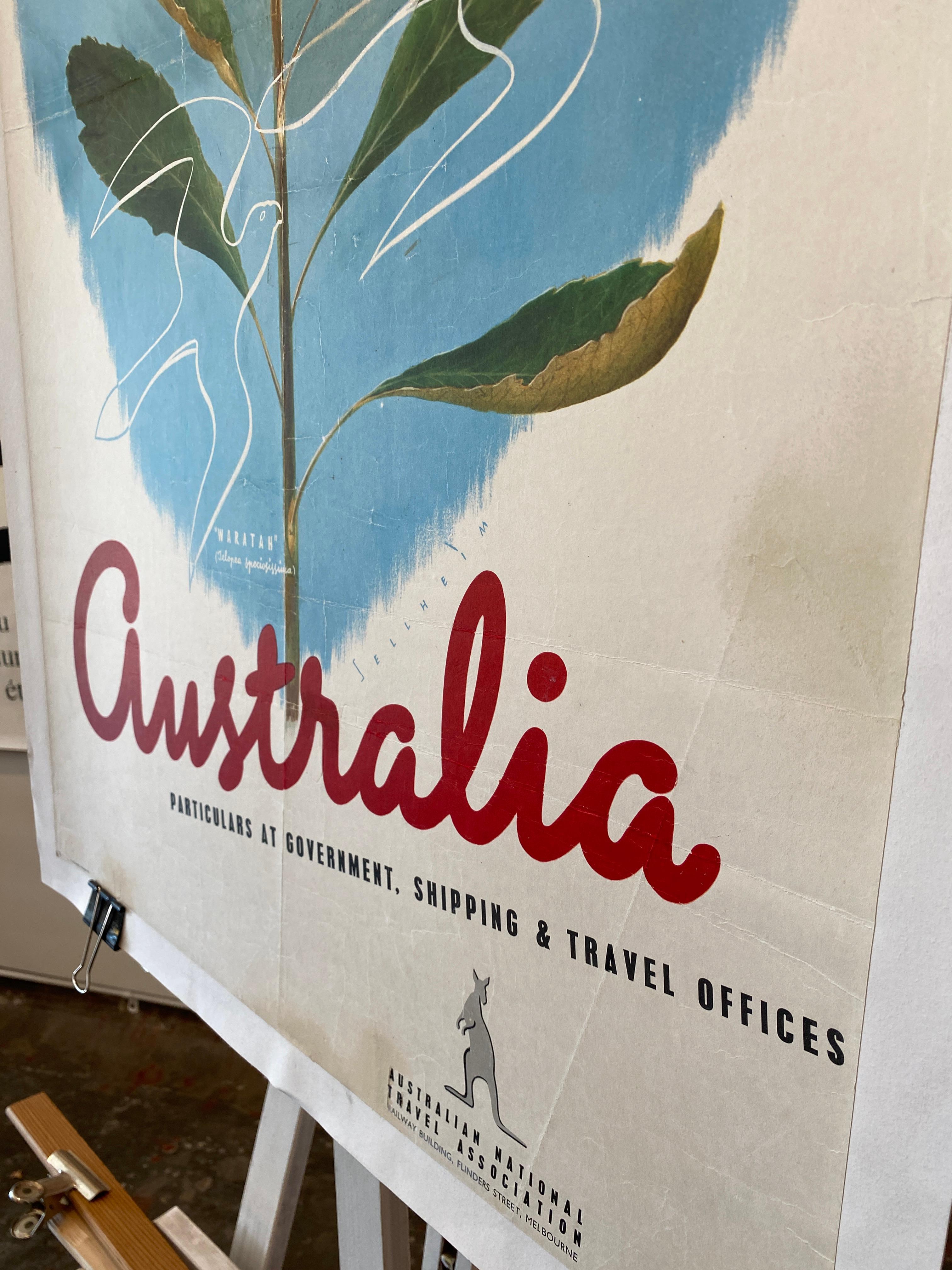 'AUSTRALIA WARATAH' Poster originale d'epoca in stile Art Deco di Sellheim in vendita 6