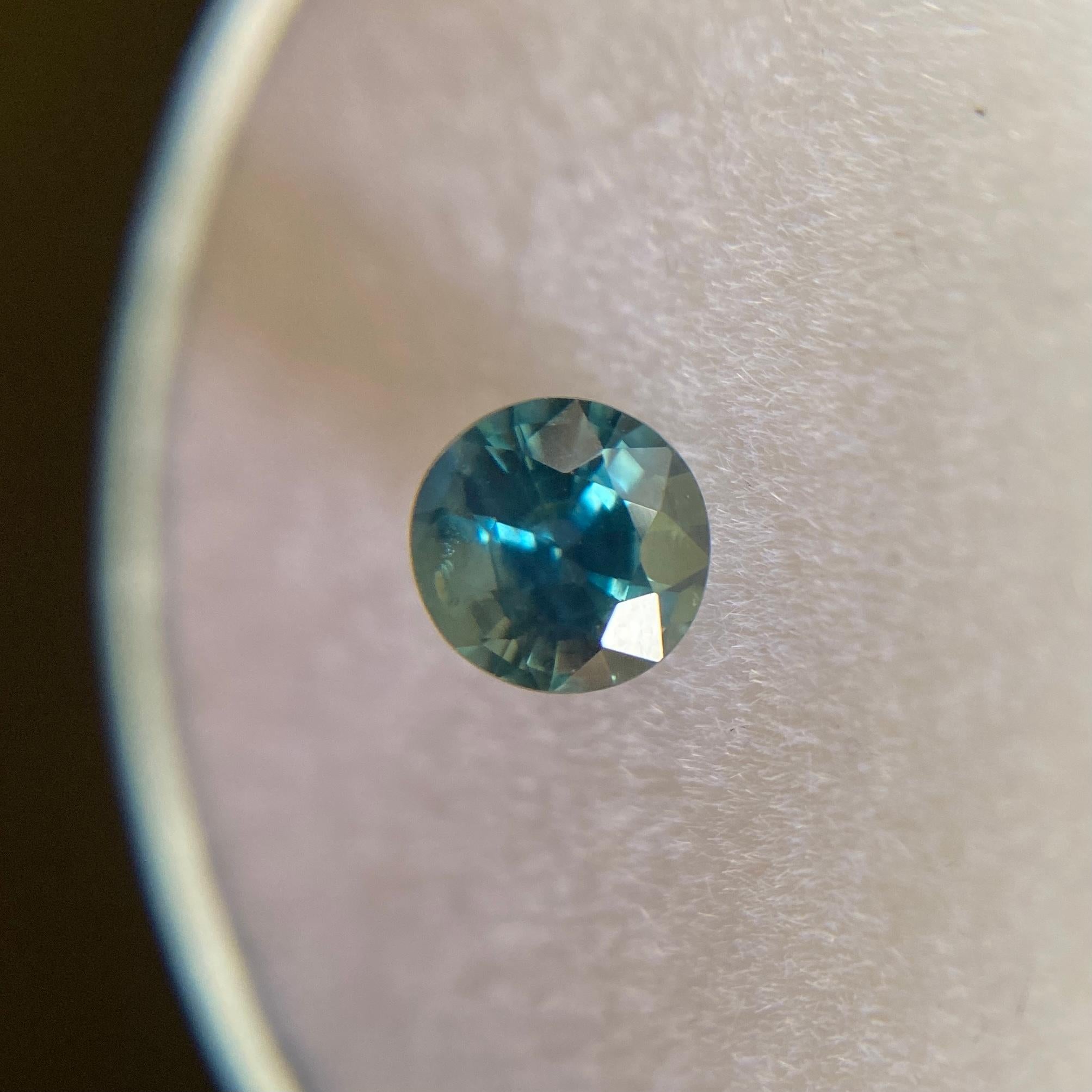 Natural Green Blue ‘Teal’ Australian Sapphire Gemstone.

0.55 Carat with a beautiful and unique green blue teal colour and very good clarity, a clean stone with only some small natural inclusions visible when looking closely.

Also has an excellent