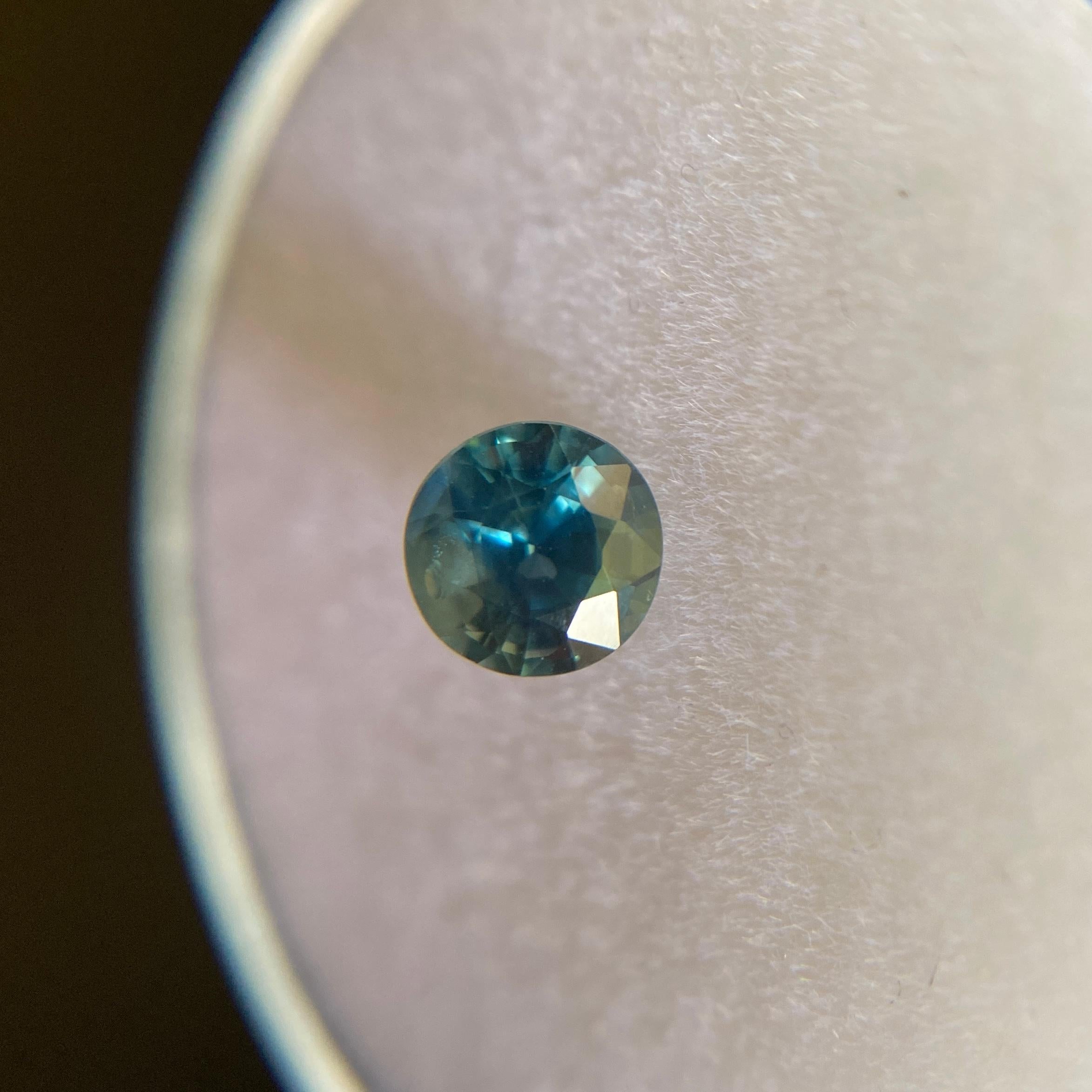 Australian 0.55ct Untreated Teal Green Blue Sapphire Round Cut In New Condition In Birmingham, GB
