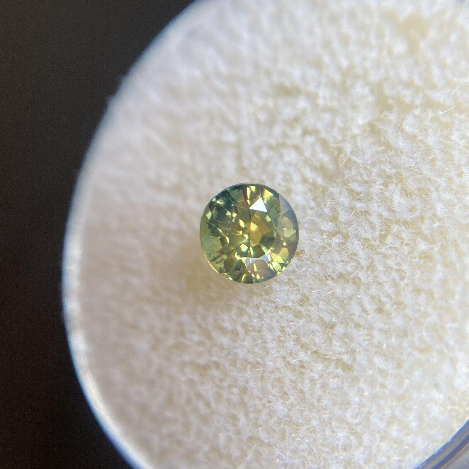 Australian 0.73ct Untreated Yellow Green Parti Colour Sapphire Round Cut In New Condition For Sale In Birmingham, GB
