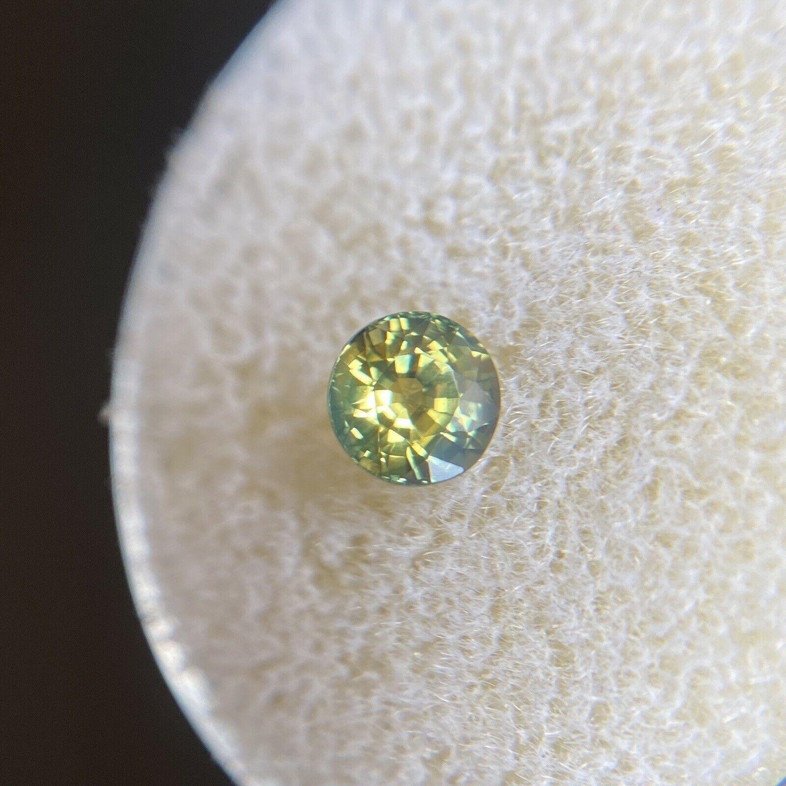 Women's or Men's Australian 0.73ct Untreated Yellow Green Parti Colour Sapphire Round Cut For Sale