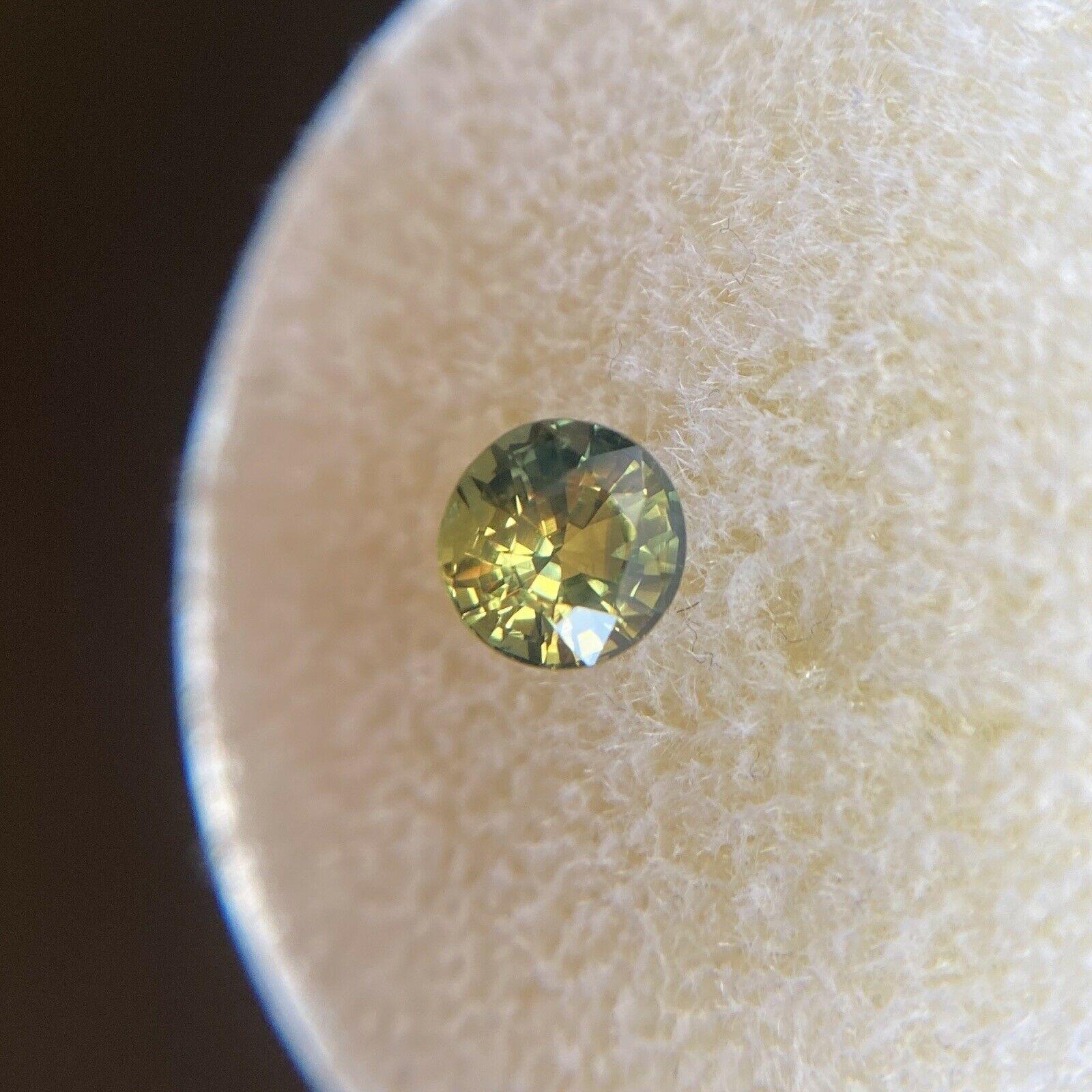 Australian 0.73ct Untreated Yellow Green Parti Colour Sapphire Round Cut For Sale 1