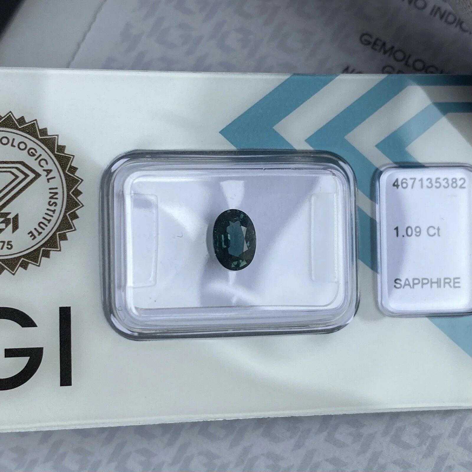 Australischer australischer 1,09 Karat unbehandelter tiefgrüner blauer Teal Saphir im Ovalschliff, IGI-zertifiziert im Zustand „Neu“ in Birmingham, GB